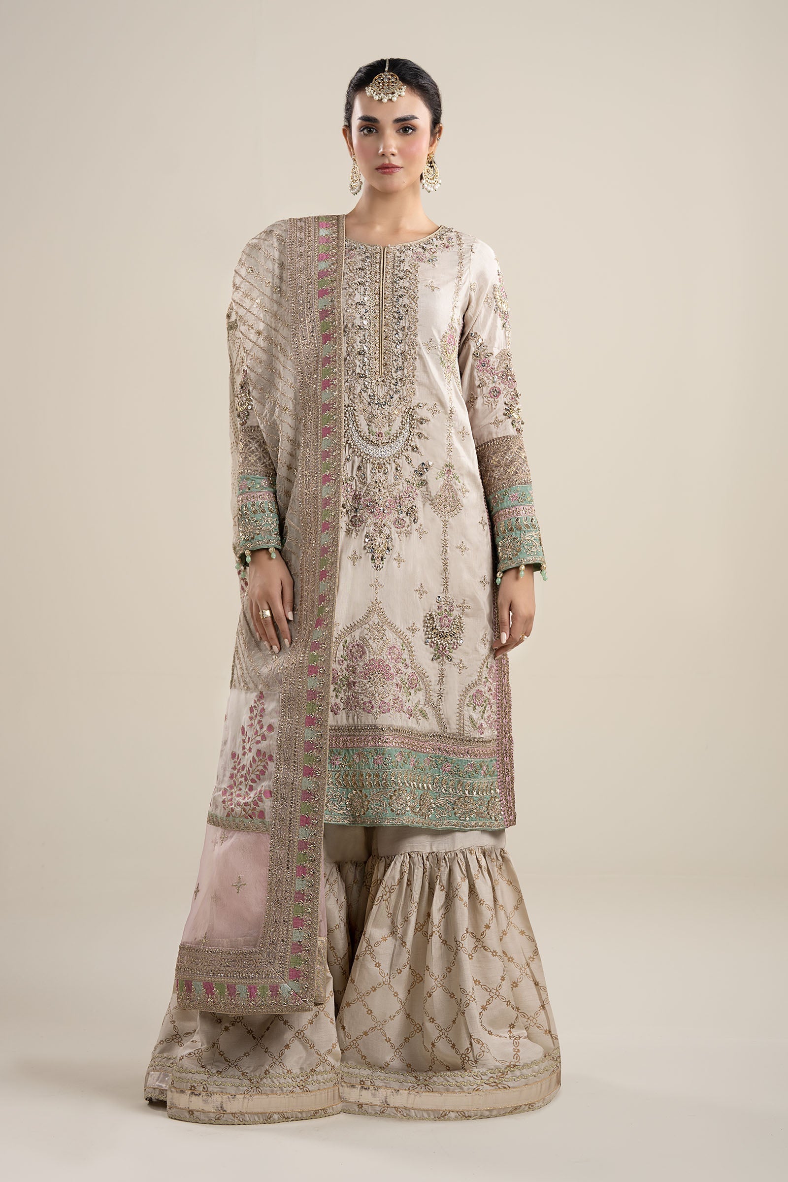 Maria B | Pre Fall Dresses | 3 Piece Embroidered Bamber Raw Silk Suit HH - Official Maria B stockist in UK - Sakeena London