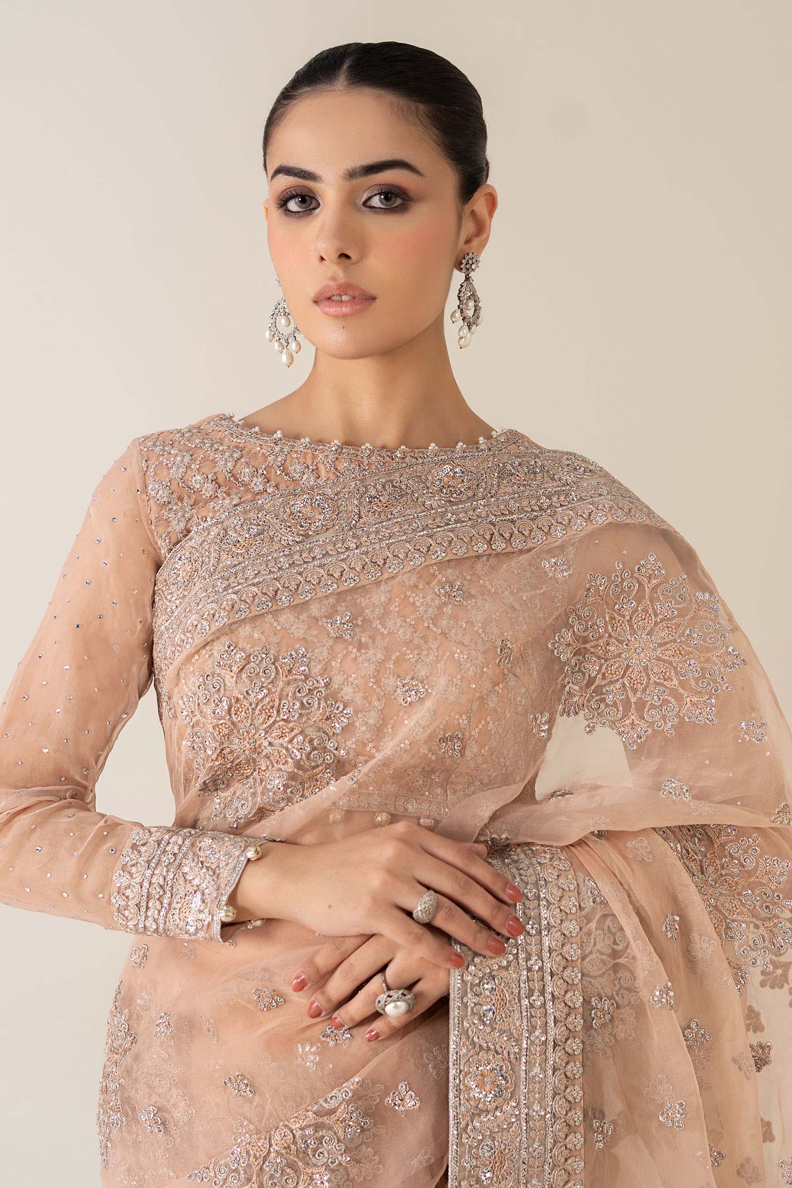 Maria B | Pre Fall 25 | Organza Saree 09 - Official Maria B stockist in UK - Sakeena London