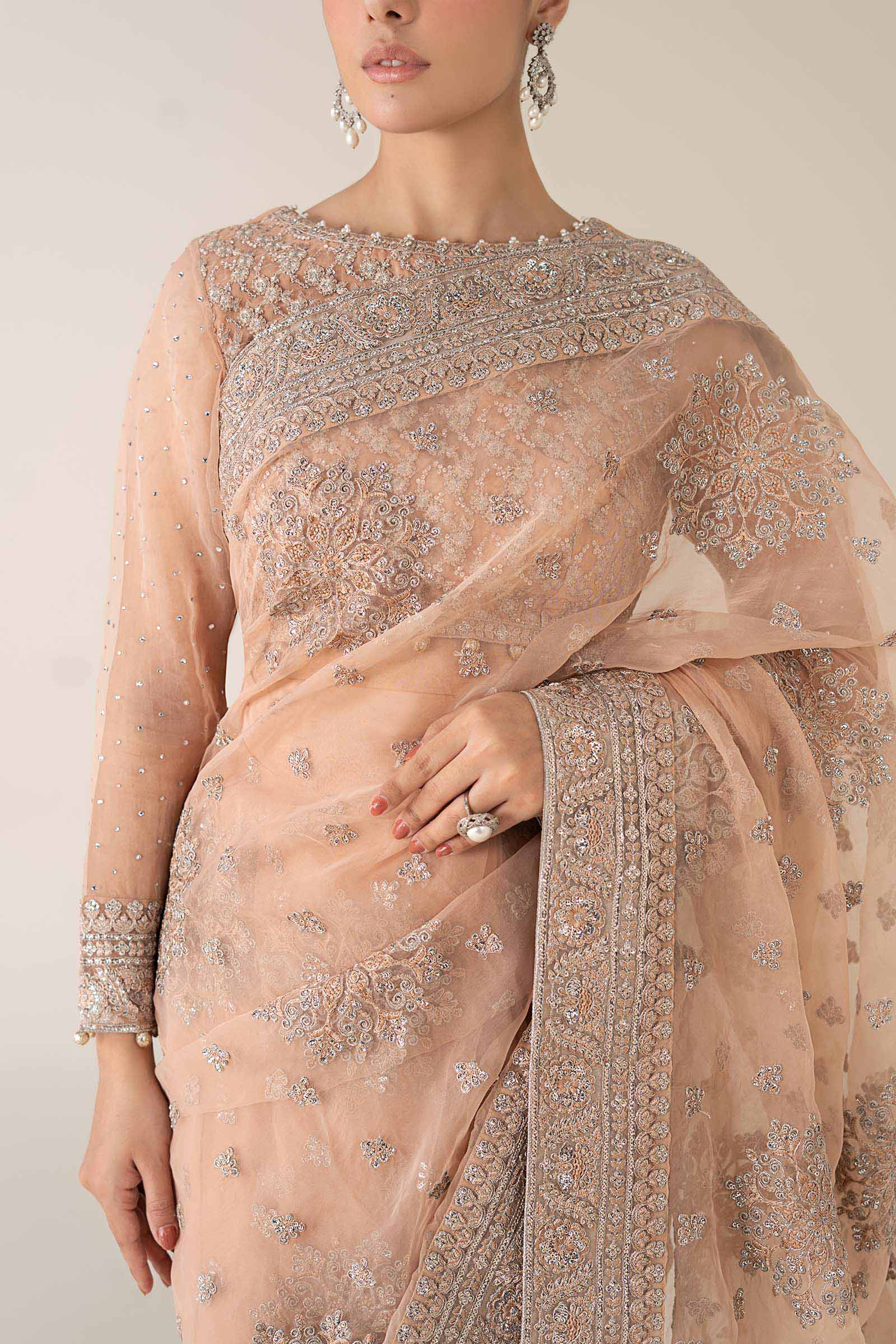 Maria B | Pre Fall 25 | Organza Saree 09 - Official Maria B stockist in UK - Sakeena London