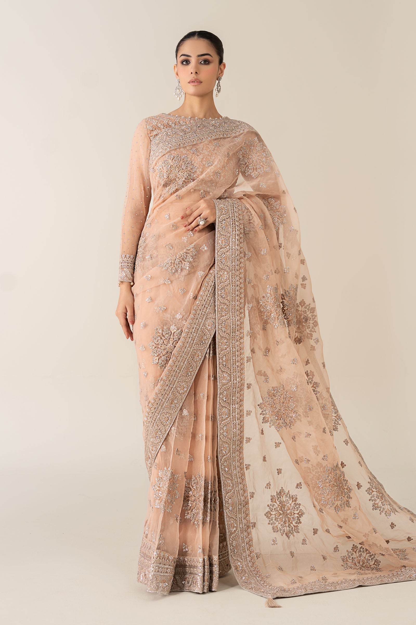 Maria B | Pre Fall 25 | Organza Saree 09 - Official Maria B stockist in UK - Sakeena London