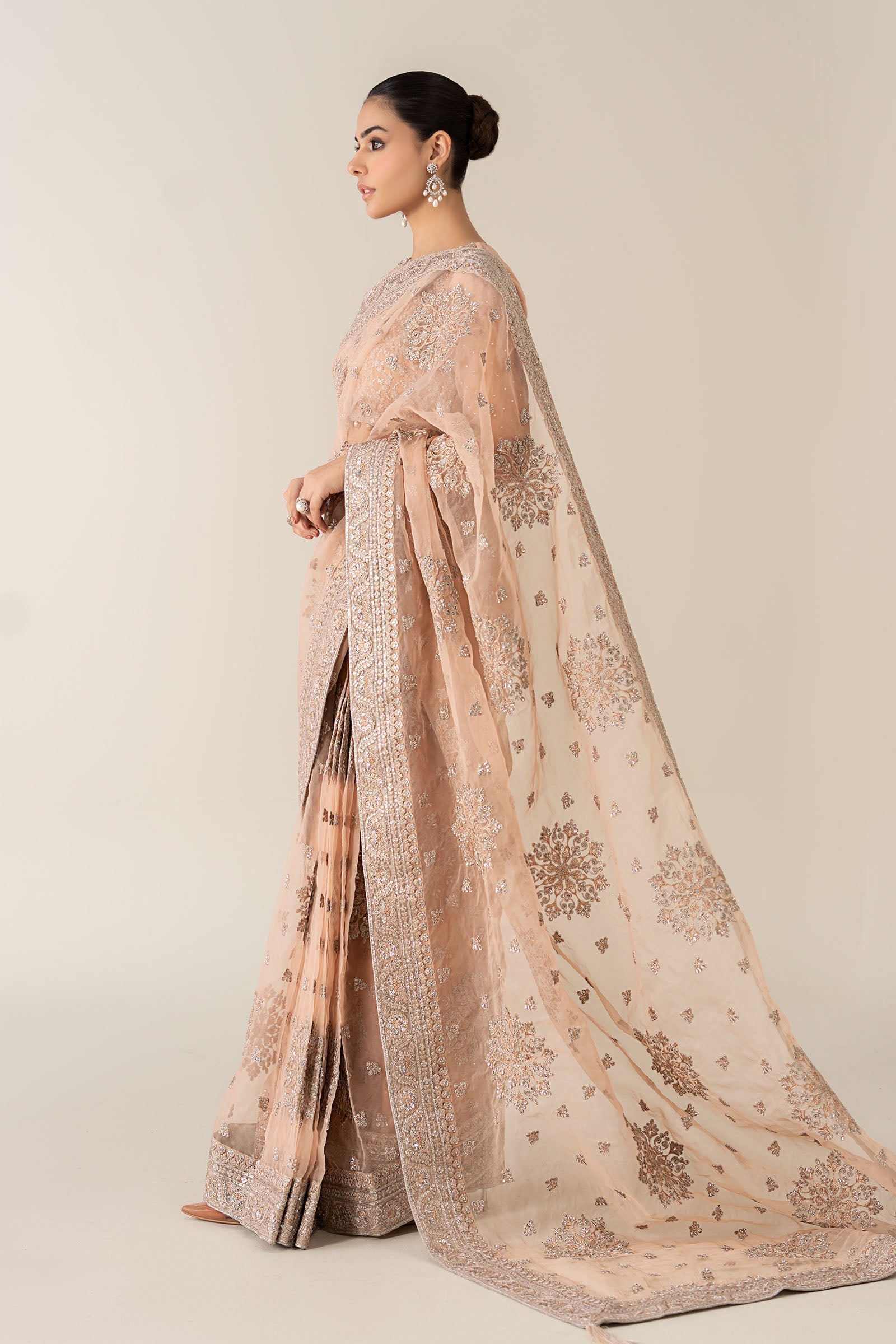 Maria B | Pre Fall 25 | Organza Saree 09 - Official Maria B stockist in UK - Sakeena London