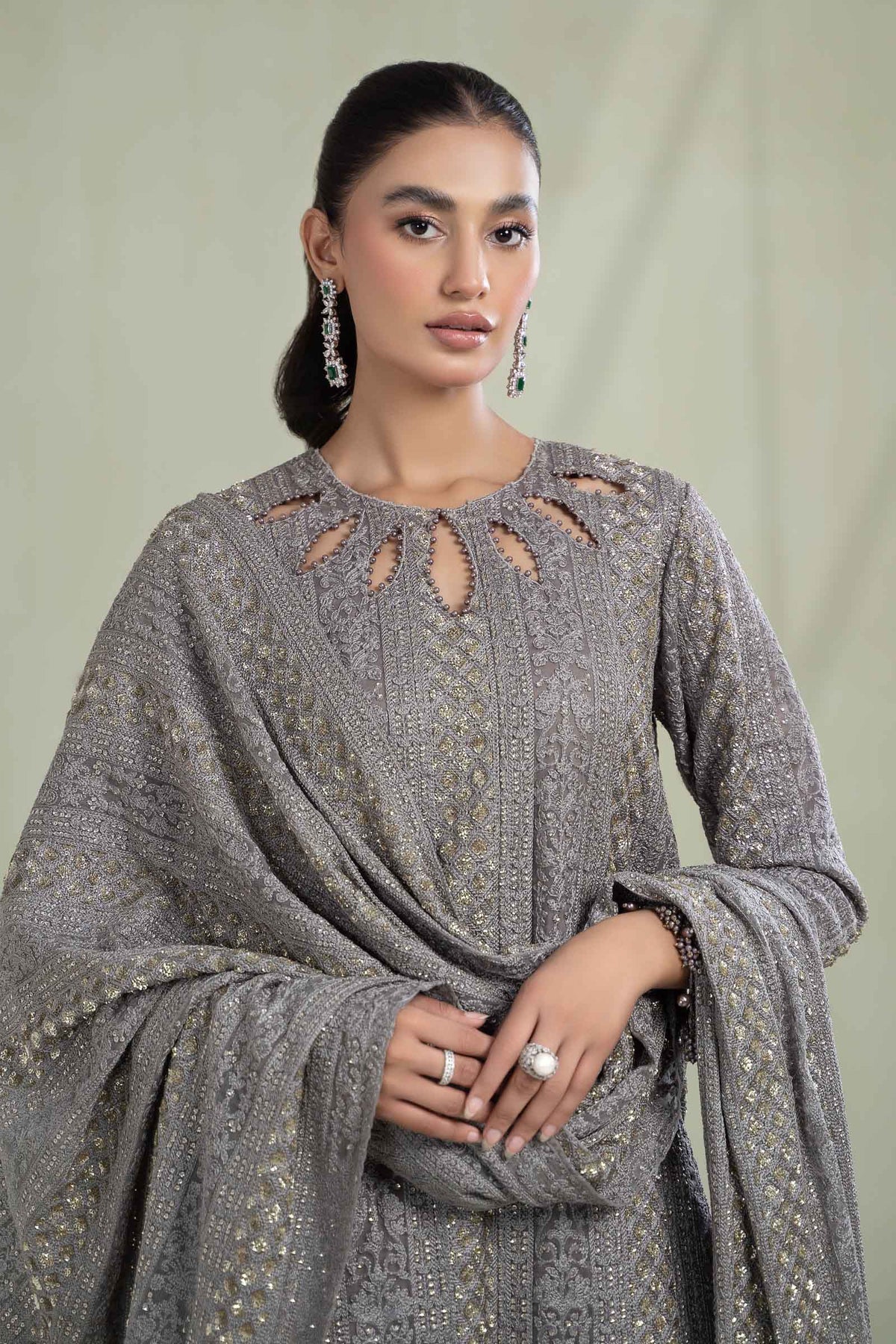 Maria B | Formal Wears | Suit Grey SF-W23-63 - Official Maria B stockist in UK - Sakeena London