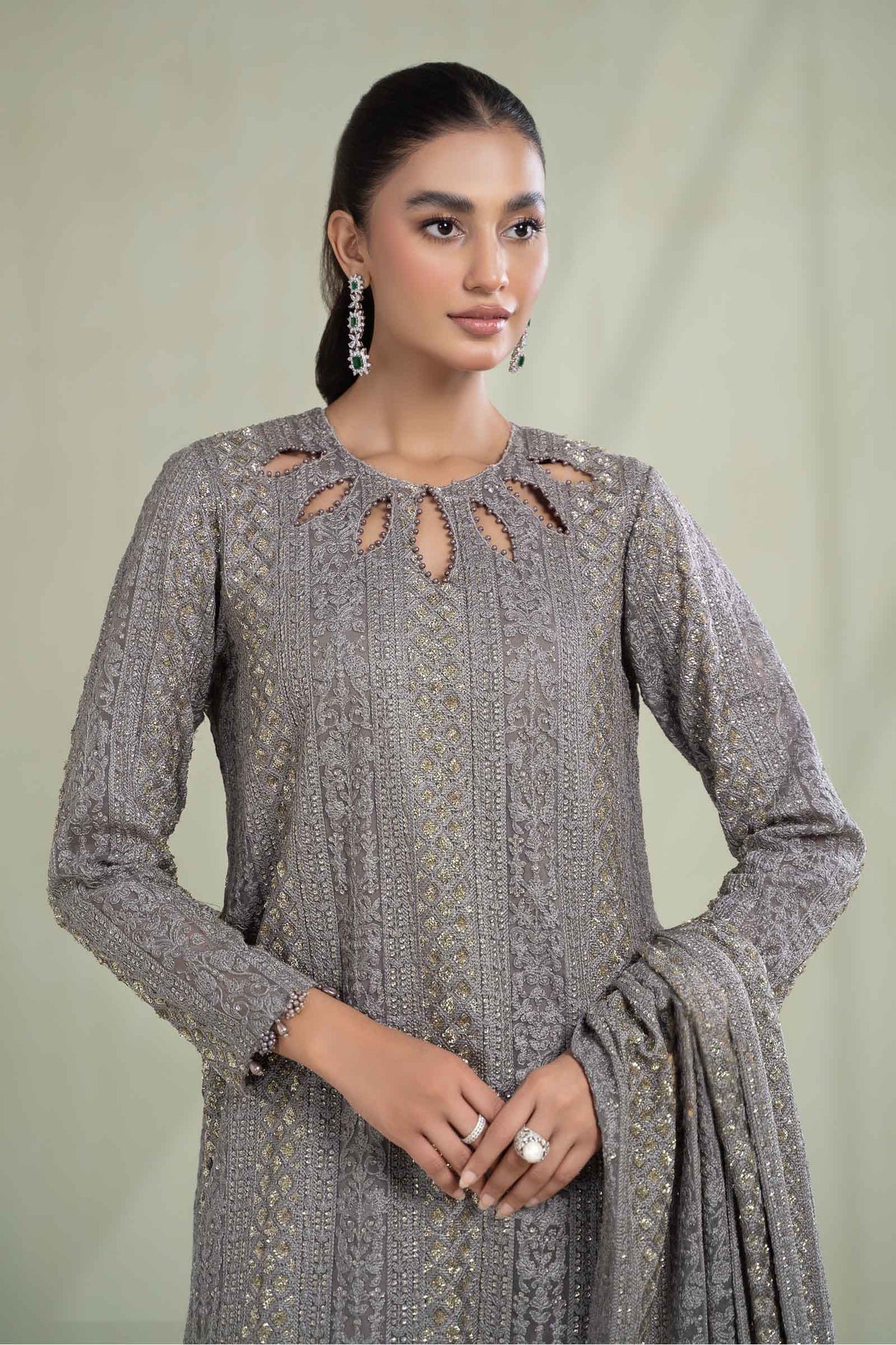 Maria B | Formal Wears | Suit Grey SF-W23-63 - Official Maria B stockist in UK - Sakeena London