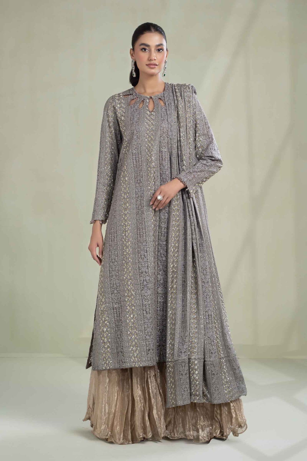 Maria B | Formal Wears | Suit Grey SF-W23-63 - Official Maria B stockist in UK - Sakeena London