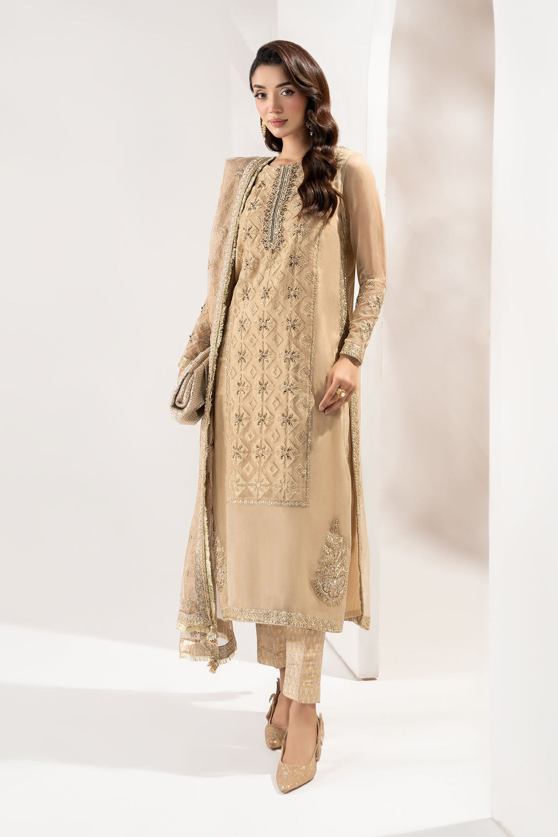 Maria B | Pre Fall 25 | SF-W24-31-BEIGE - Official Maria B stockist in UK - Sakeena London