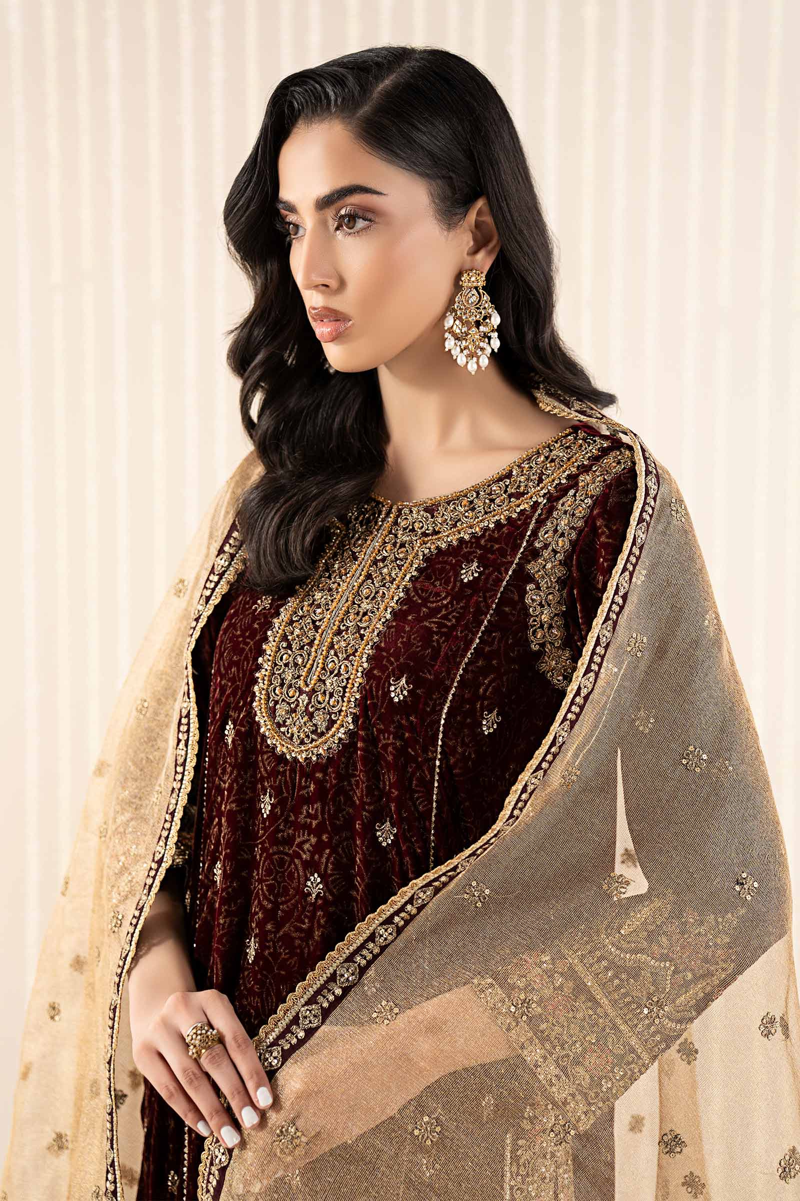 Maria B | Pre Fall 25 | SF-W25-09-Maroon - Official Maria B stockist in UK - Sakeena London