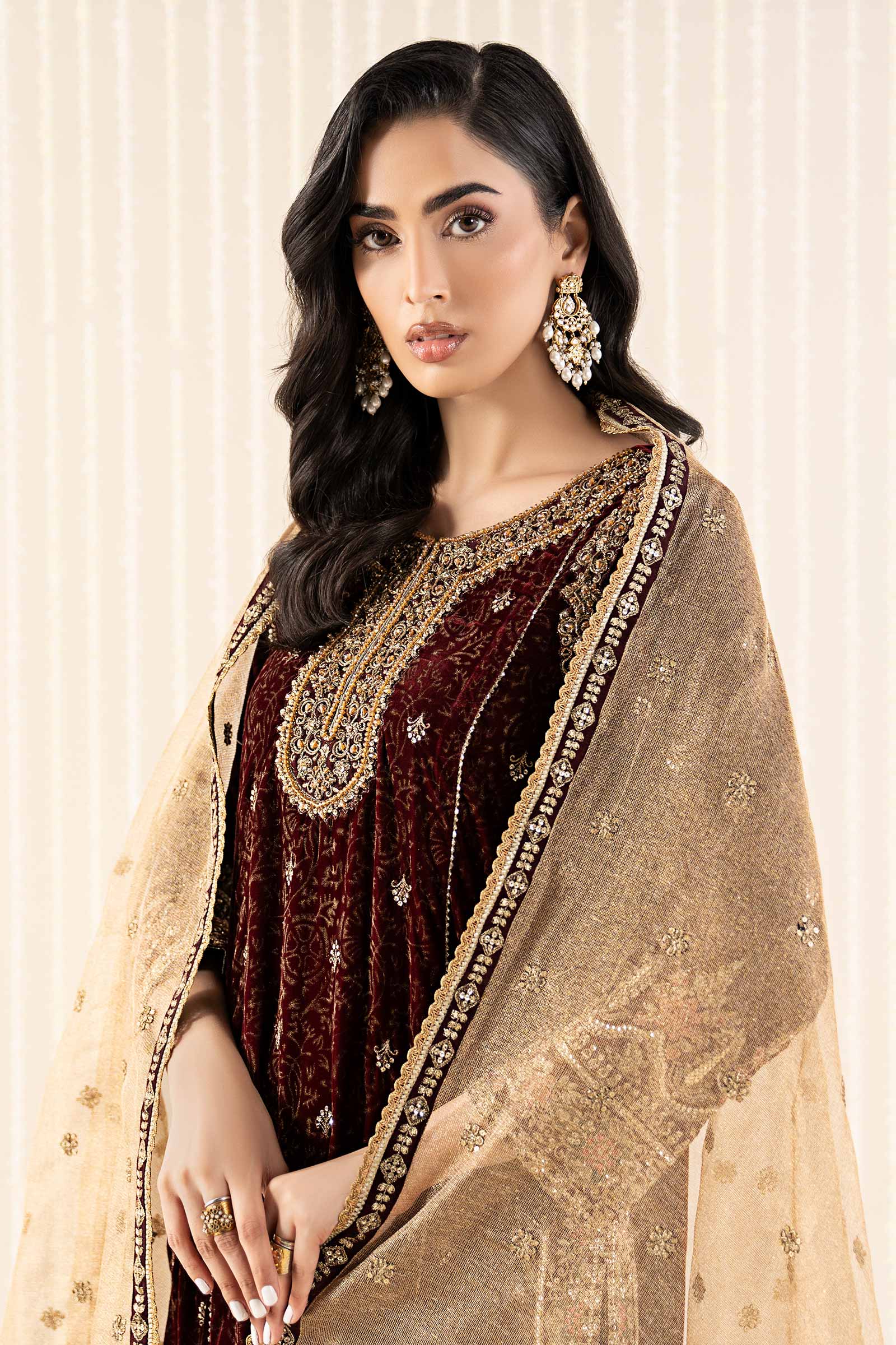 Maria B | Pre Fall 25 | SF-W25-09-Maroon - Official Maria B stockist in UK - Sakeena London