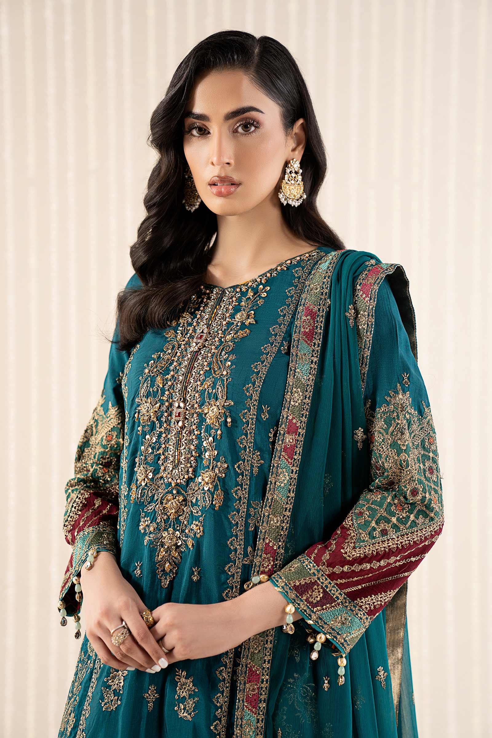 Maria B | Pre Fall 25 | SF-W25-16-Teal - Official Maria B stockist in UK - Sakeena London