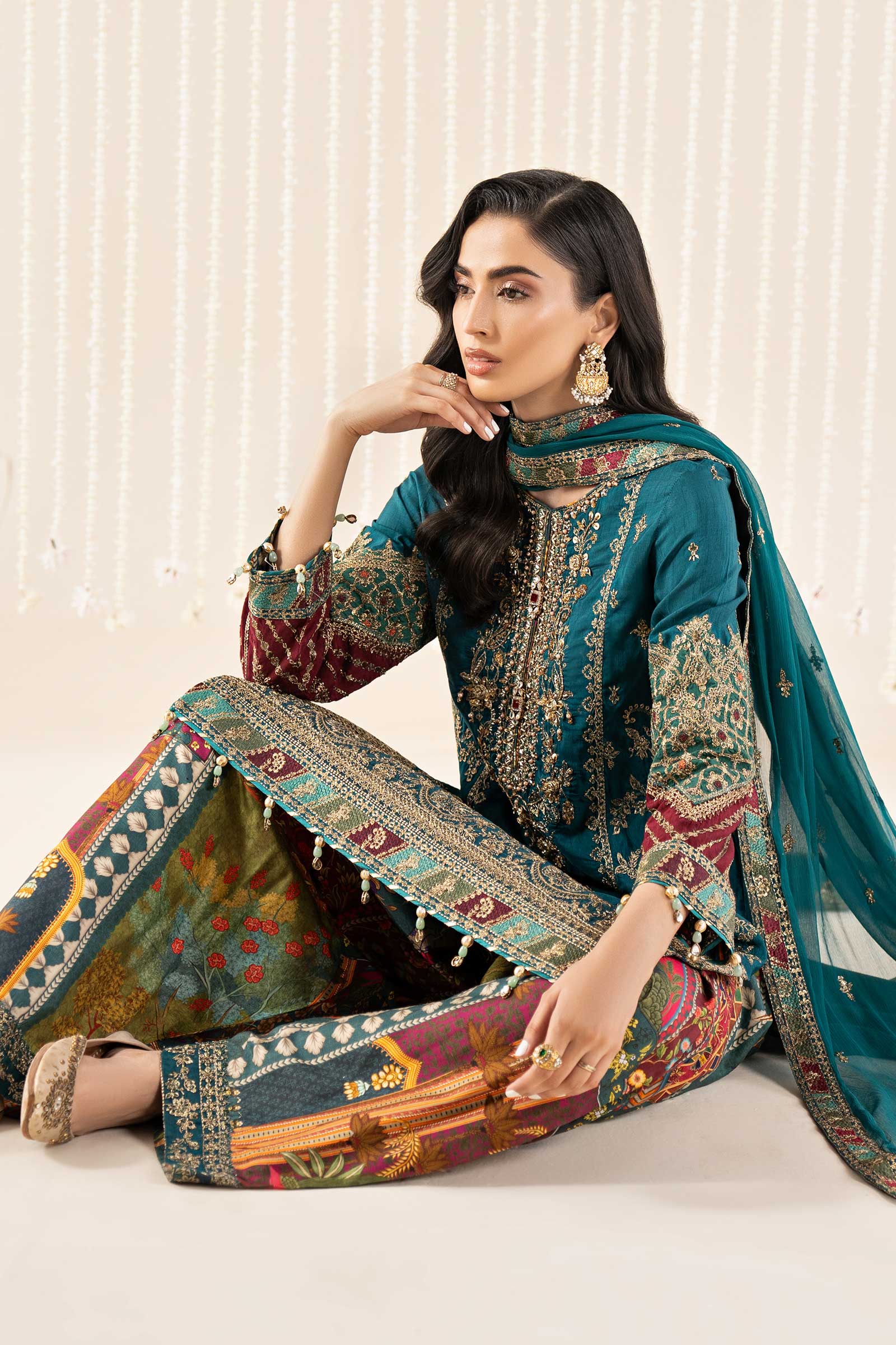 Maria B | Pre Fall 25 | SF-W25-16-Teal - Official Maria B stockist in UK - Sakeena London