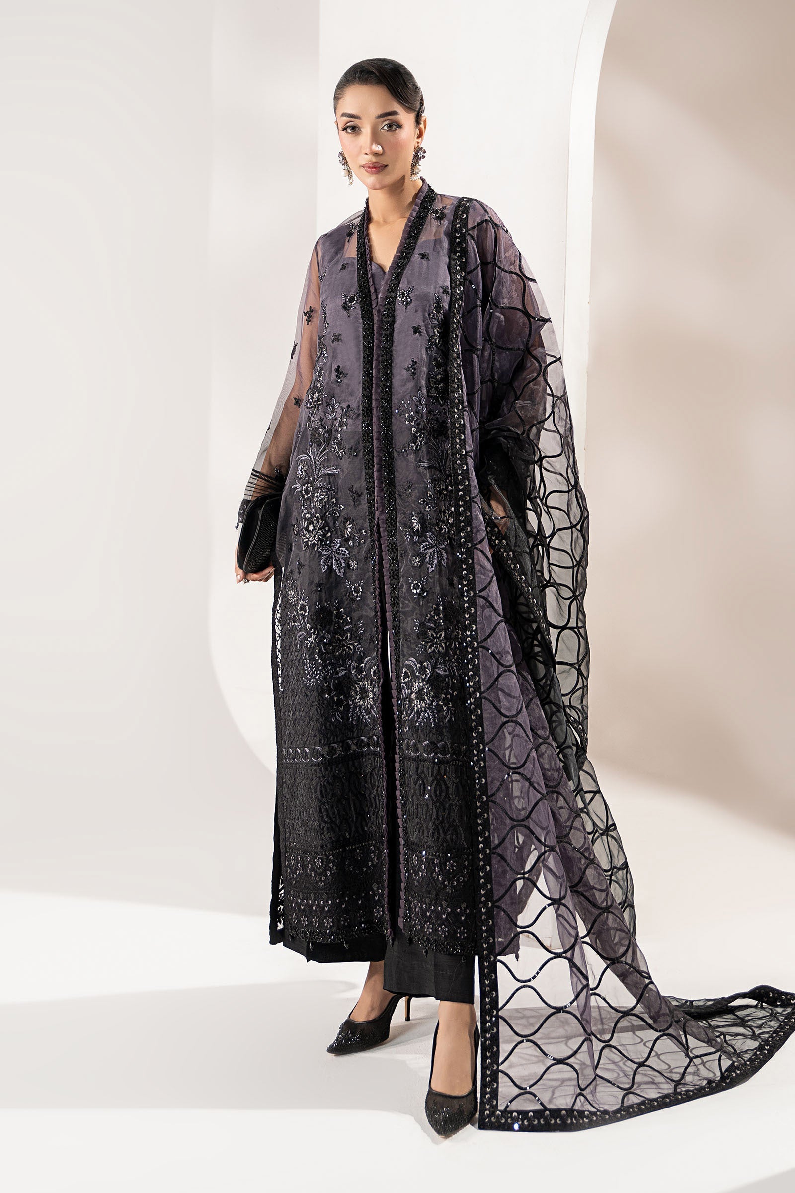 Maria B | Pre Fall 25 | Organza Suit-W25-34 - Official Maria B stockist in UK - Sakeena London