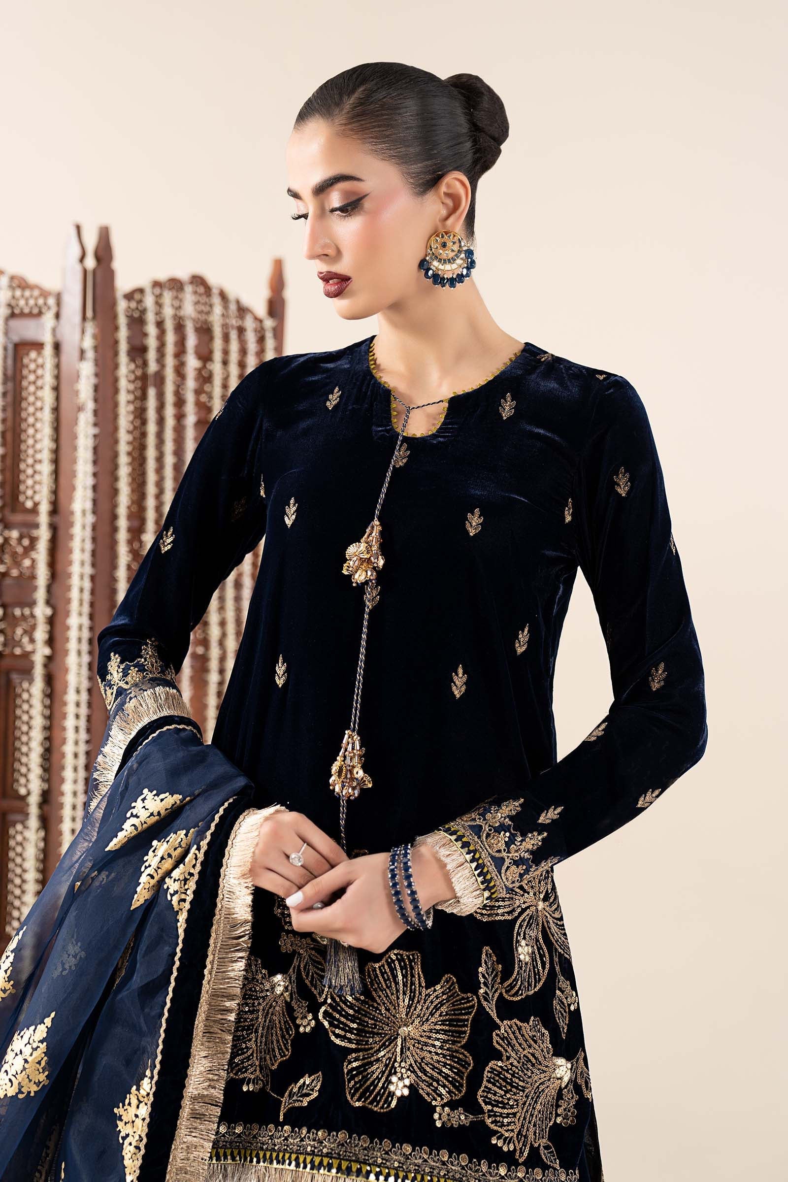 Maria B | Pre Fall 25 | SF-W25-43-Navy Blue - Official Maria B stockist in UK - Sakeena London