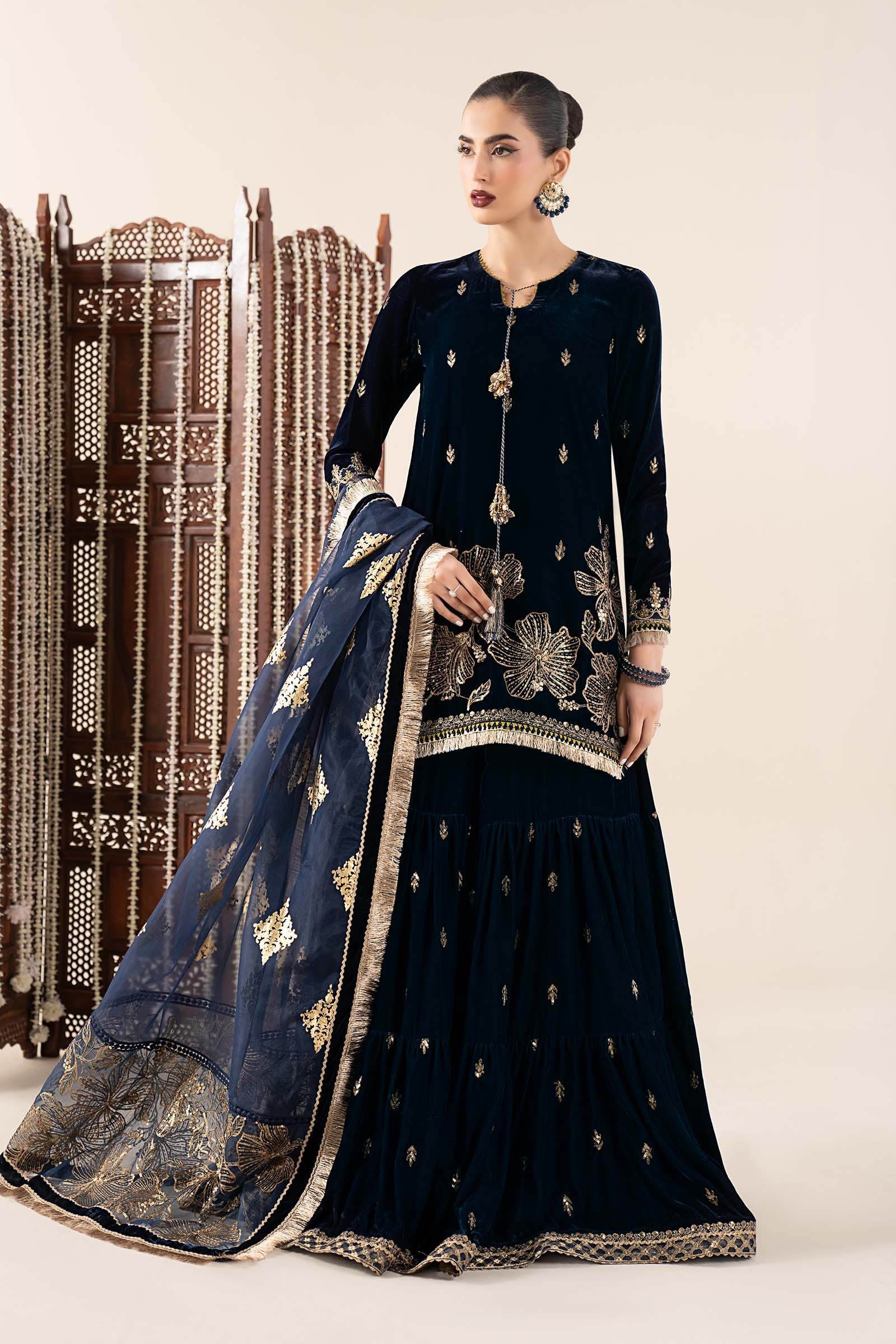 Maria B | Pre Fall 25 | SF-W25-43-Navy Blue - Official Maria B stockist in UK - Sakeena London