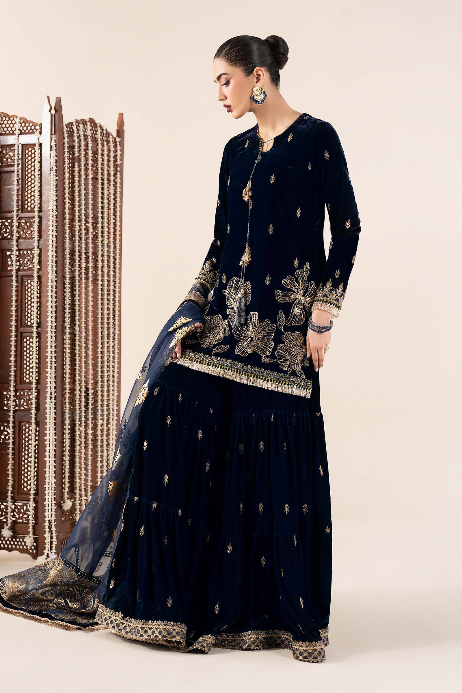 Maria B | Pre Fall 25 | SF-W25-43-Navy Blue - Official Maria B stockist in UK - Sakeena London