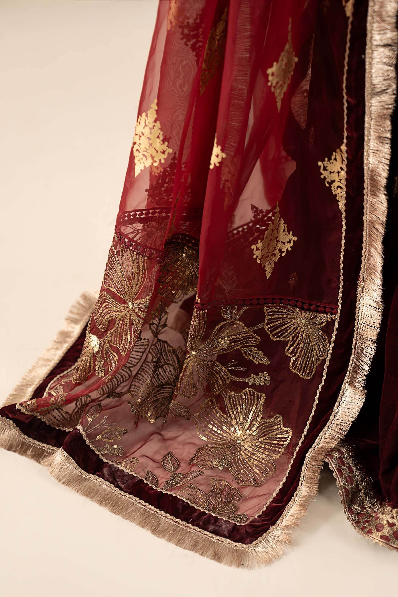 Maria B | Pre Fall 25 | SF-W25-43-Maroon - Official Maria B stockist in UK - Sakeena London