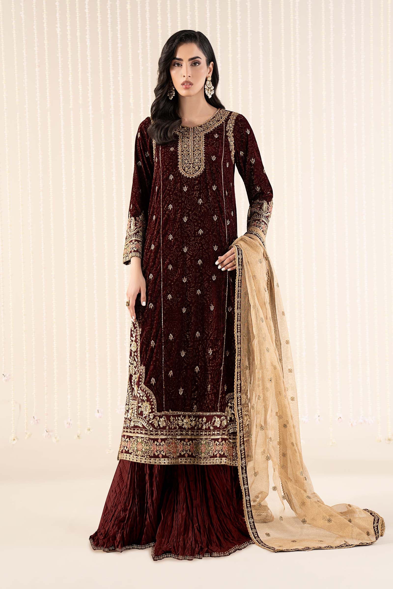 Maria B | Pre Fall 25 | SF-W25-09-Maroon - Official Maria B stockist in UK - Sakeena London