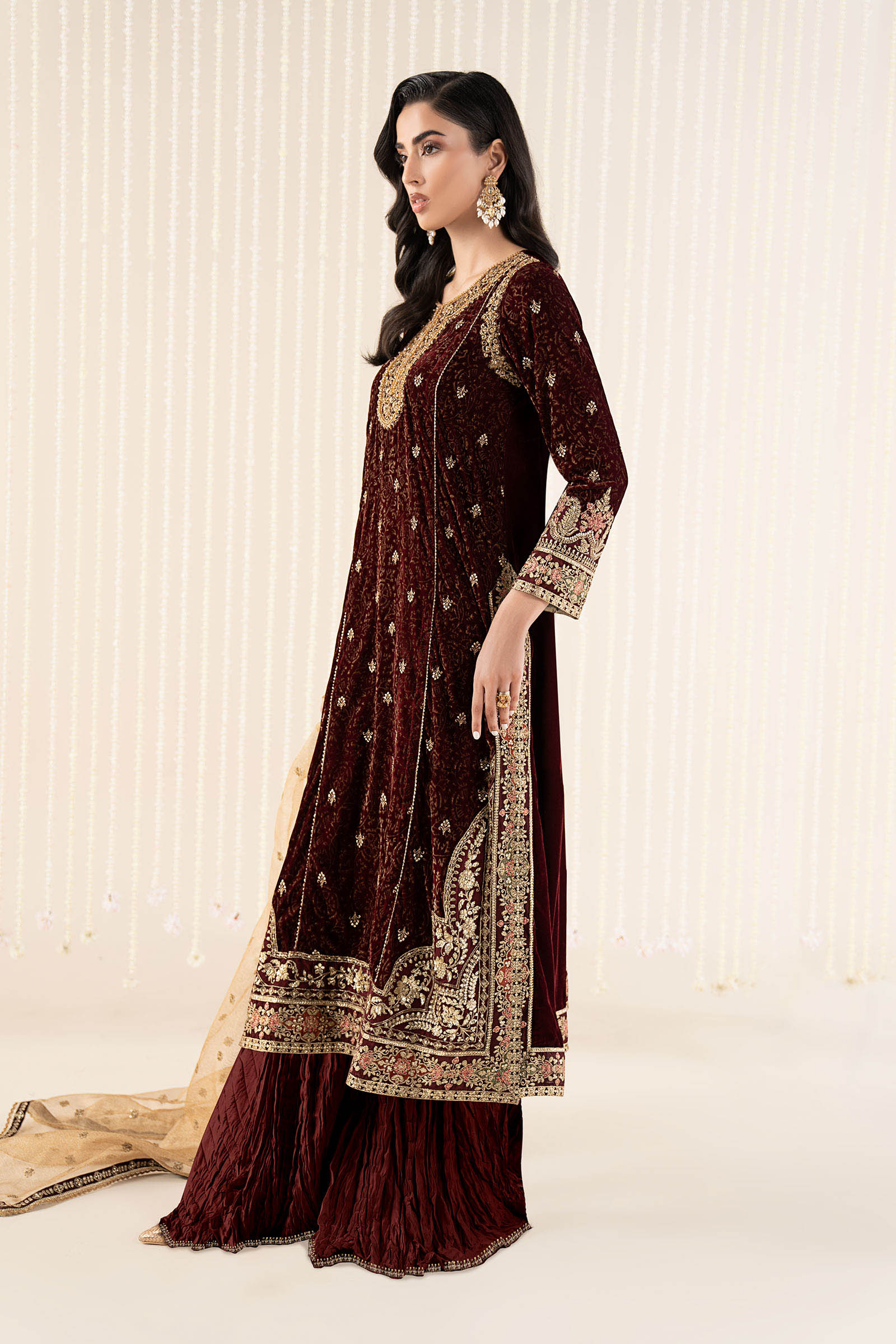 Maria B | Pre Fall 25 | SF-W25-09-Maroon - Official Maria B stockist in UK - Sakeena London
