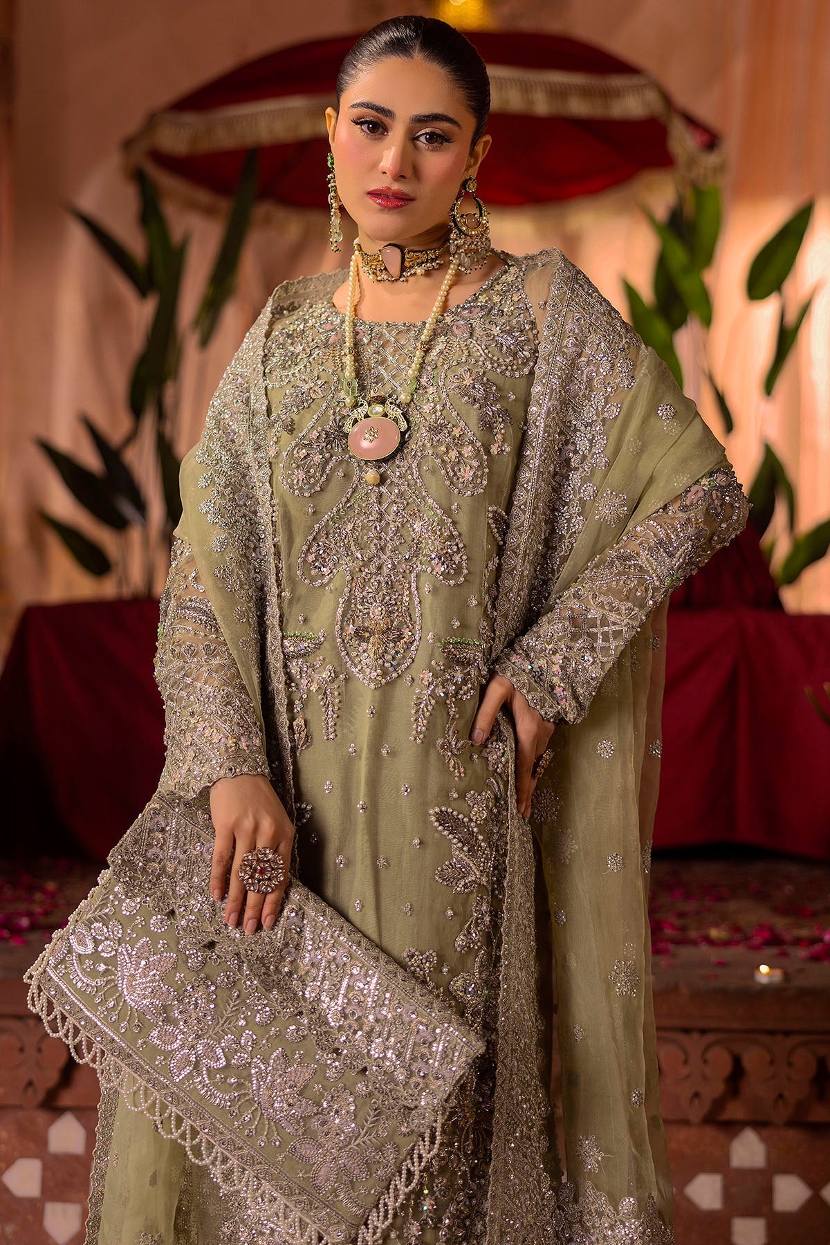 Motifz | Bridal Couture | 0016-MEERAZ EMBROIDERED ORGANZA STITCHED - Official Motifz stockist in UK - Sakeena London