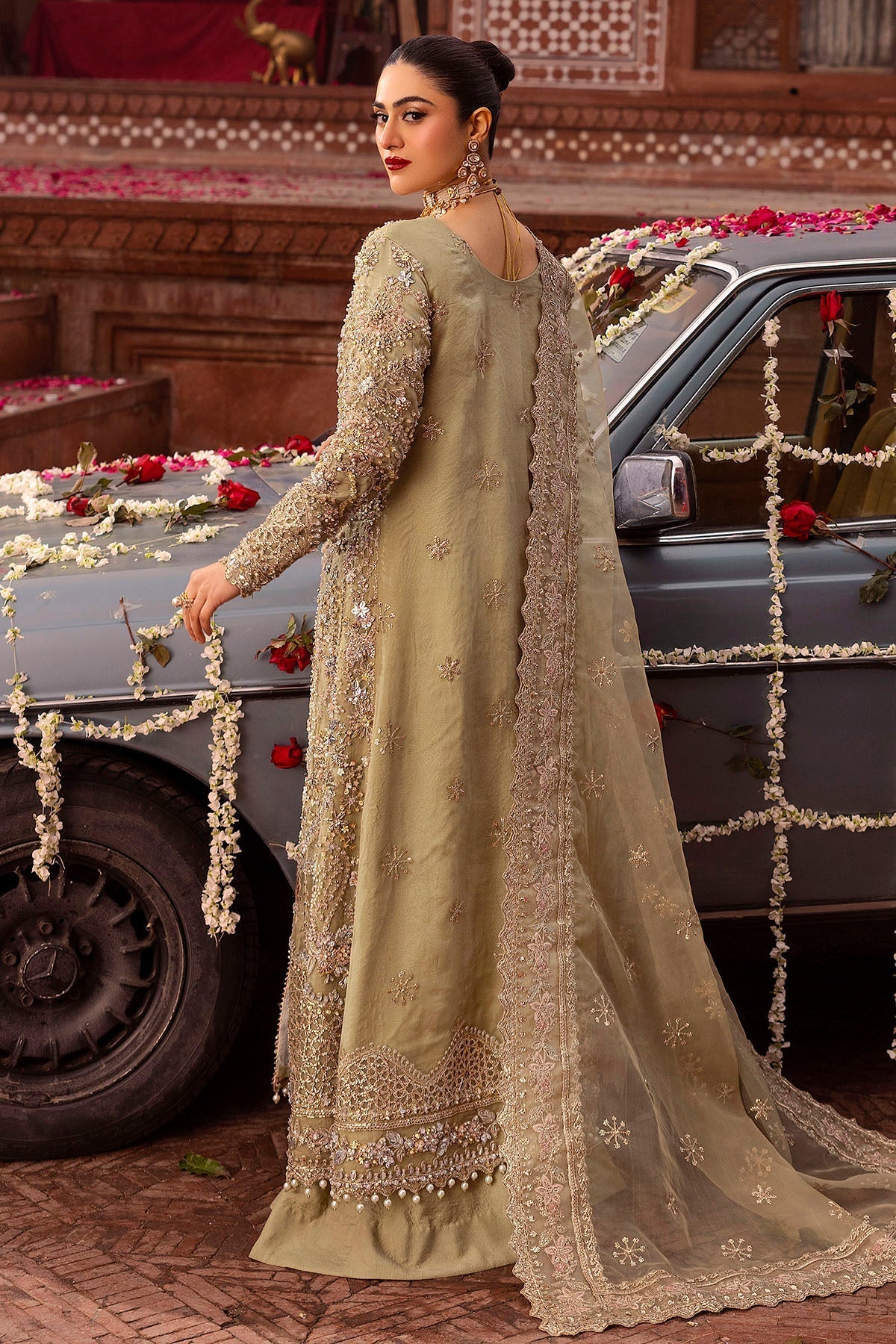 Motifz | Bridal Couture | 0017-PARINAZ EMBROIDERED ORGANZA STITCHED - Official Motifz stockist in UK - Sakeena London