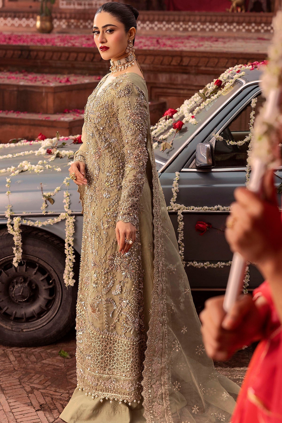 Motifz | Bridal Couture | 0017-PARINAZ EMBROIDERED ORGANZA STITCHED - Official Motifz stockist in UK - Sakeena London