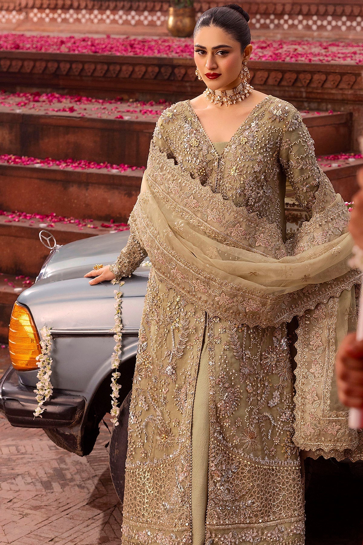 Motifz | Bridal Couture | 0017-PARINAZ EMBROIDERED ORGANZA STITCHED - Official Motifz stockist in UK - Sakeena London