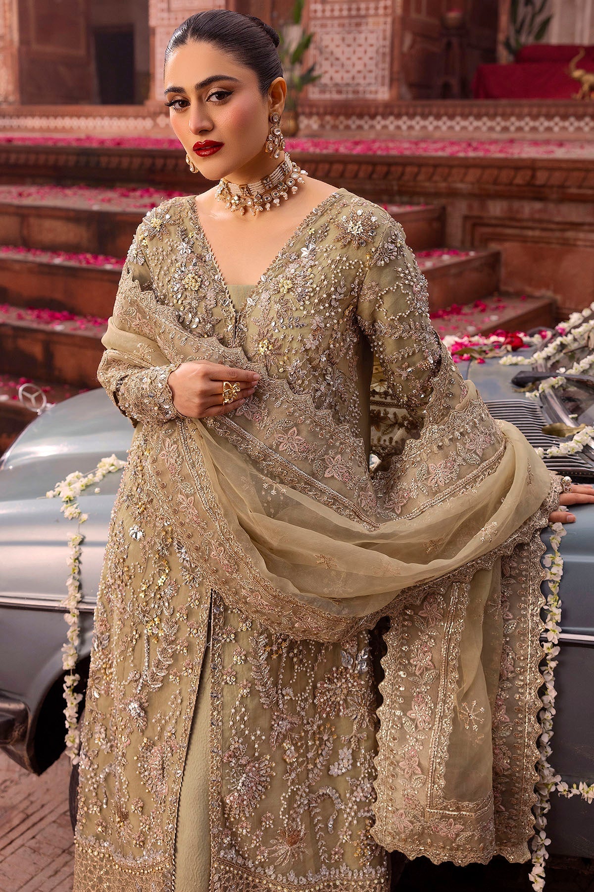 Motifz | Bridal Couture | 0017-PARINAZ EMBROIDERED ORGANZA STITCHED - Official Motifz stockist in UK - Sakeena London