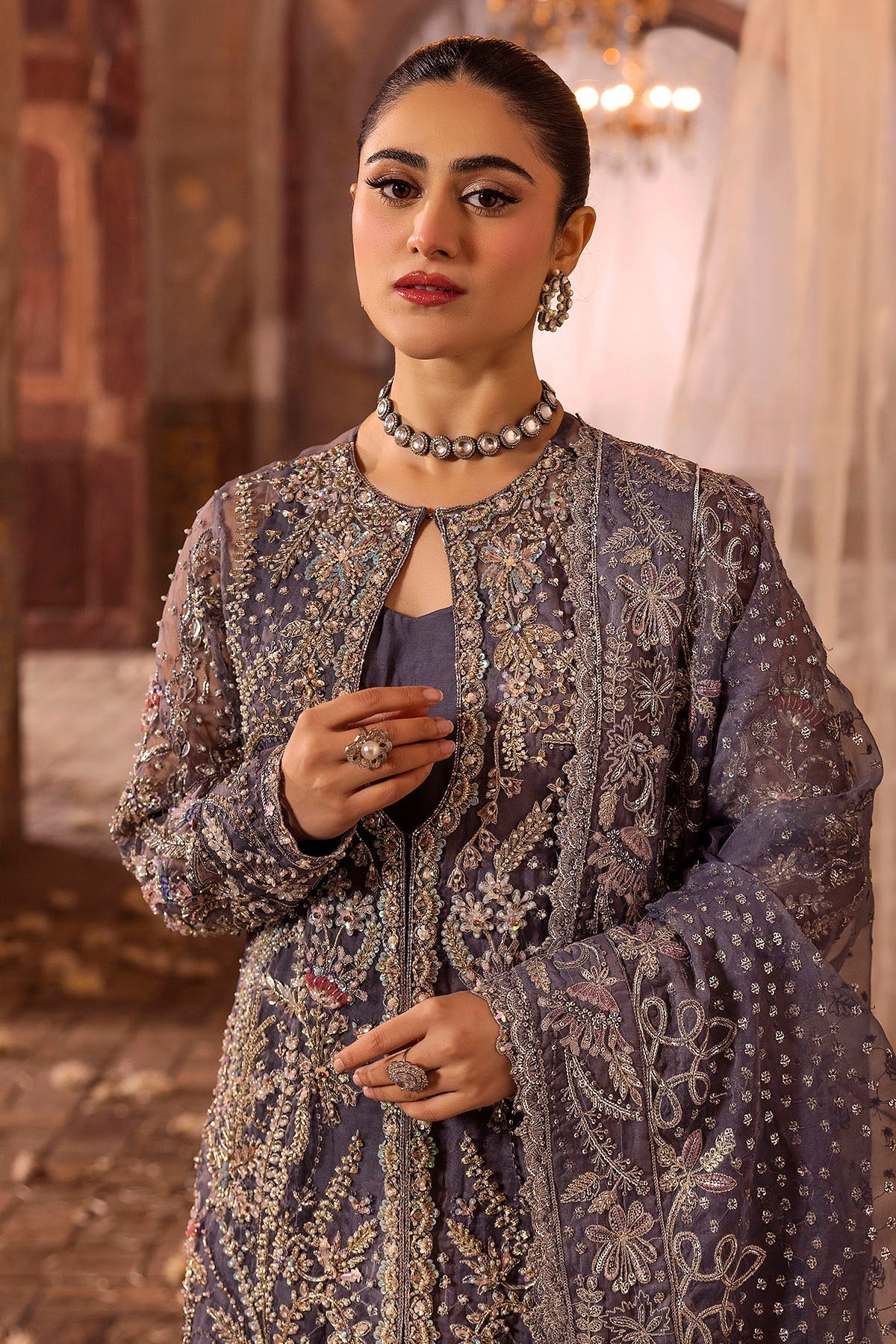 Motifz | Bridal Couture | 0018-ZURIAH EMBROIDERED ORGANZA STITCHED - Official Motifz stockist in UK - Sakeena London