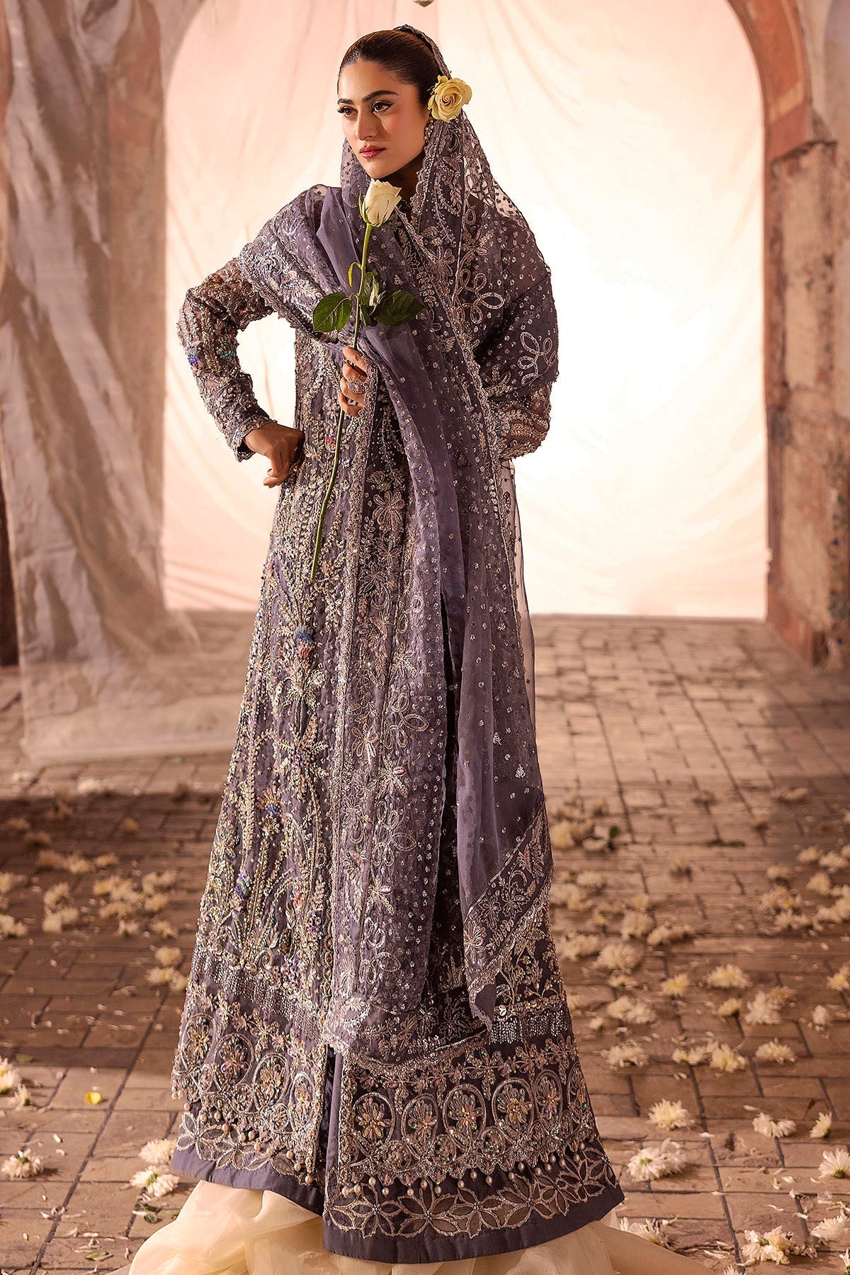 Motifz | Bridal Couture | 0018-ZURIAH EMBROIDERED ORGANZA STITCHED - Official Motifz stockist in UK - Sakeena London