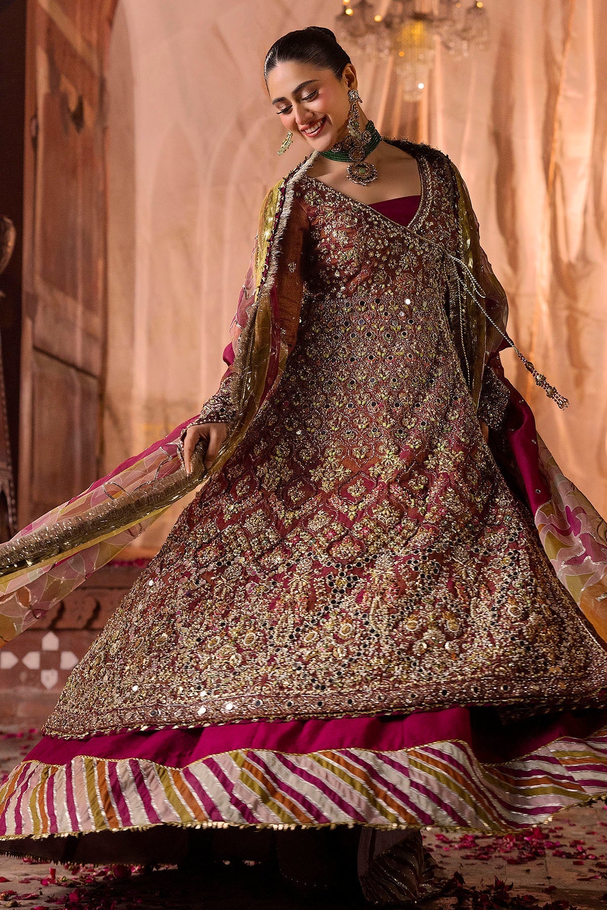 Motifz | Bridal Couture | 0020-NAURATAN EMBROIDERED MESSORI STITCHED - Official Motifz stockist in UK - Sakeena London