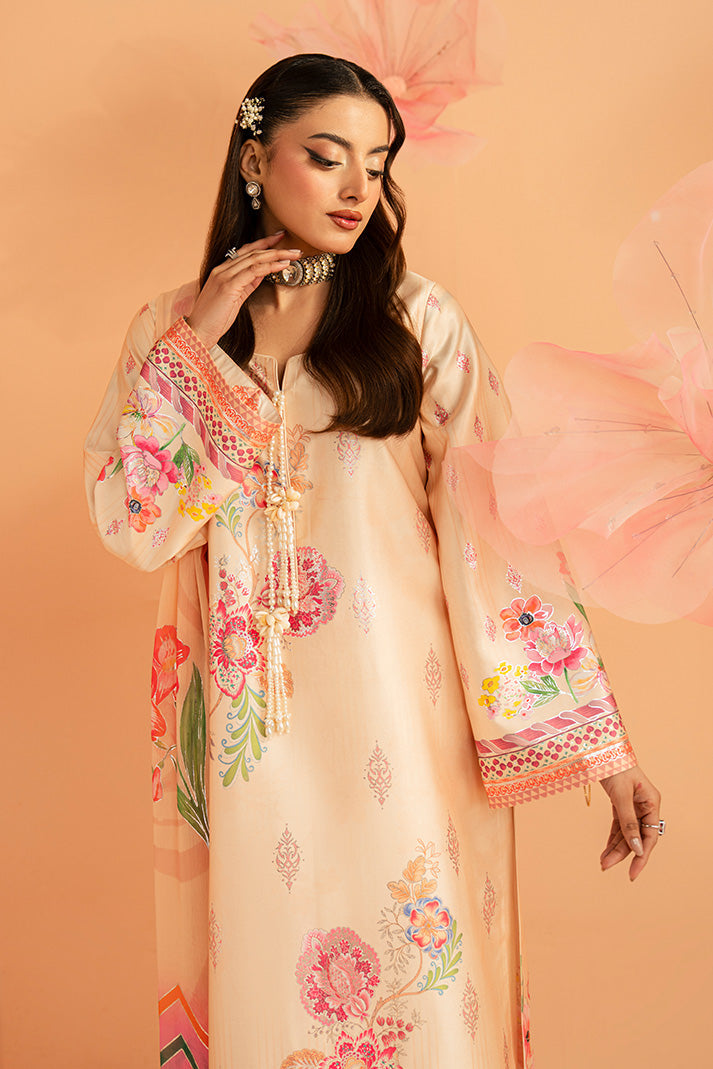Imrozia Premium | Amelia Printed Silk | SP-152 Peach Ãtoile
