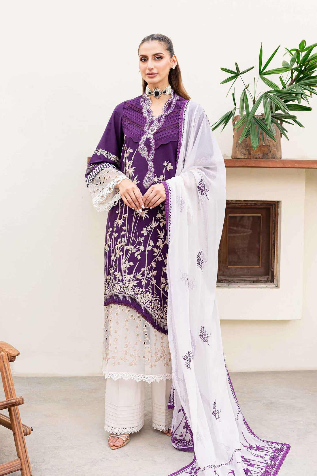Sable Vogue | Shiree Lawn 24 | Plum Orchid - Official Sable Vogue stockist in UK - Sakeena London