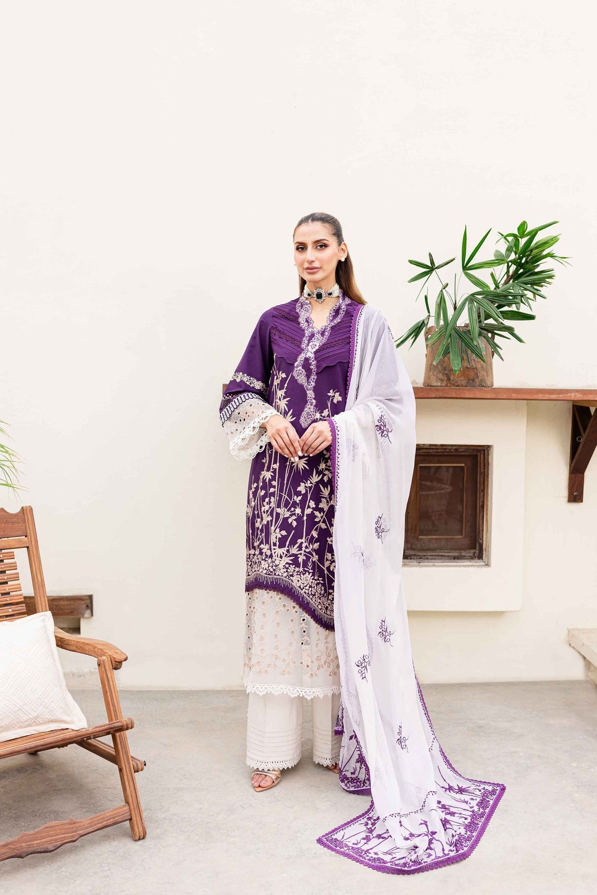 Sable Vogue | Shiree Lawn 24 | Plum Orchid - Official Sable Vogue stockist in UK - Sakeena London