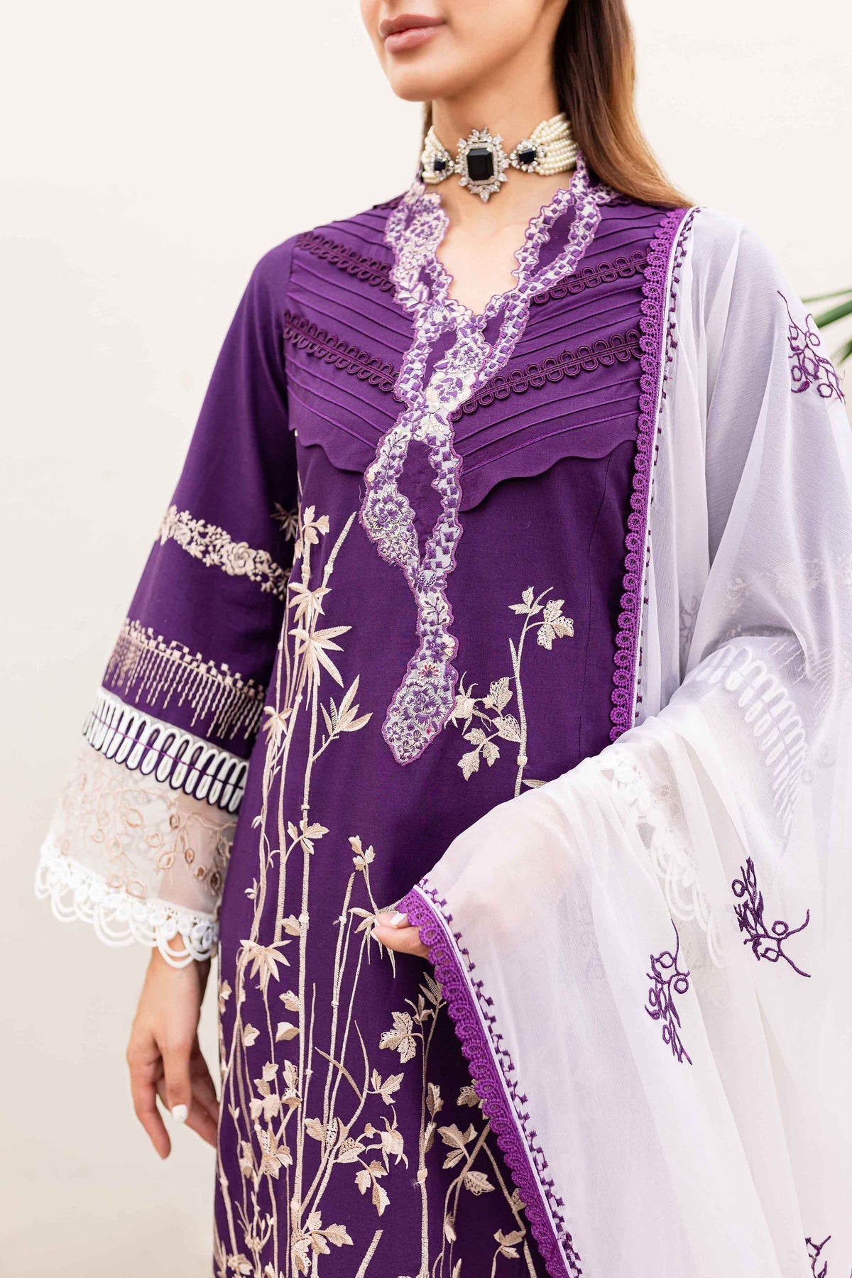 Sable Vogue | Shiree Lawn 24 | Plum Orchid - Official Sable Vogue stockist in UK - Sakeena London