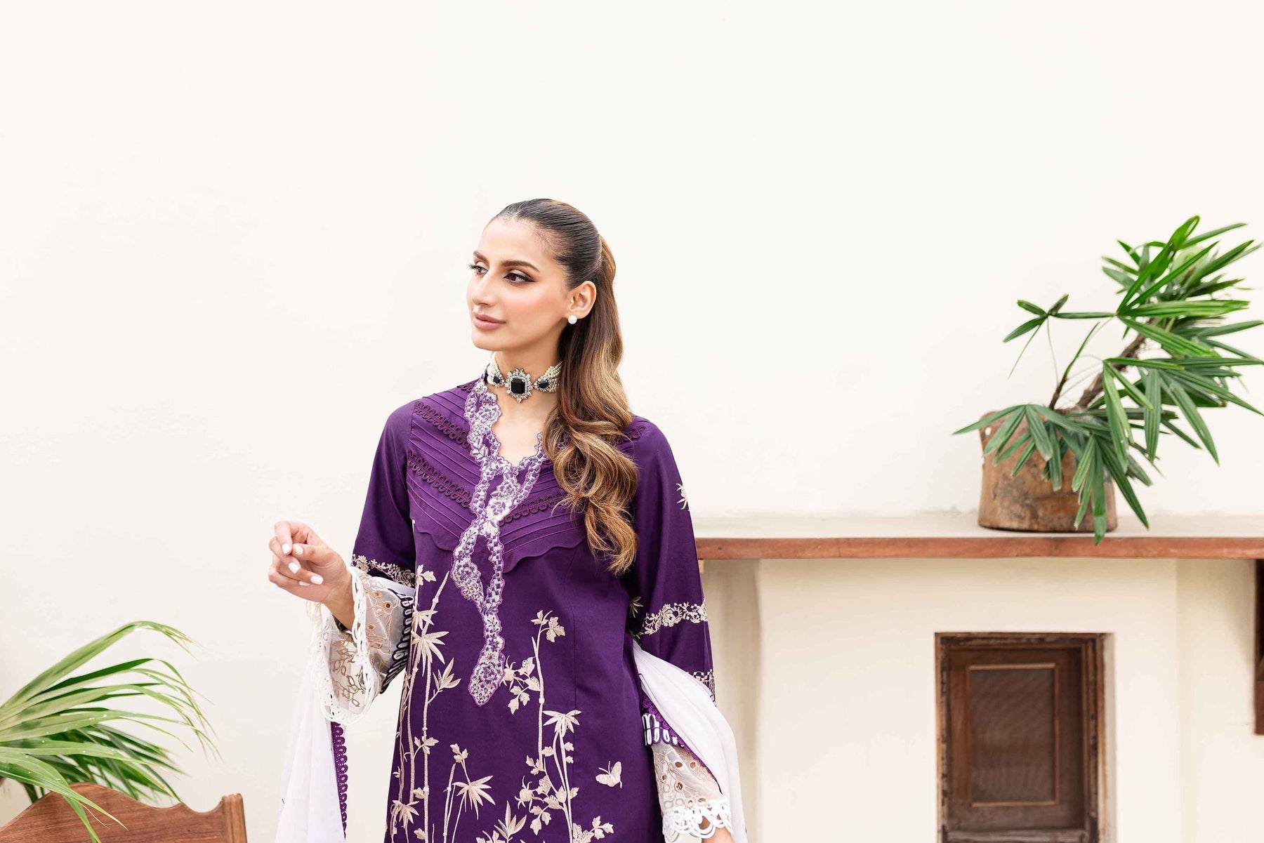 Sable Vogue | Shiree Lawn 24 | Plum Orchid - Official Sable Vogue stockist in UK - Sakeena London