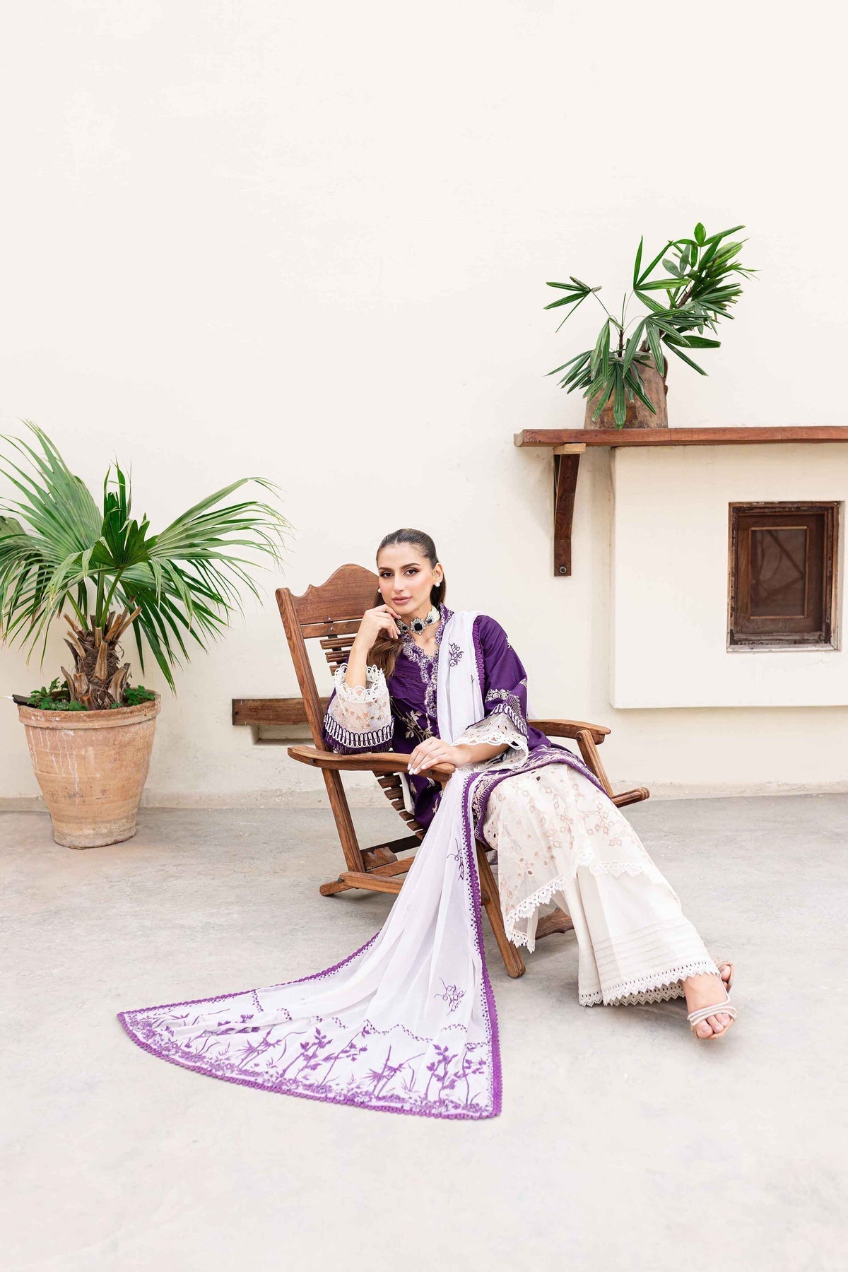 Sable Vogue | Shiree Lawn 24 | Plum Orchid - Official Sable Vogue stockist in UK - Sakeena London