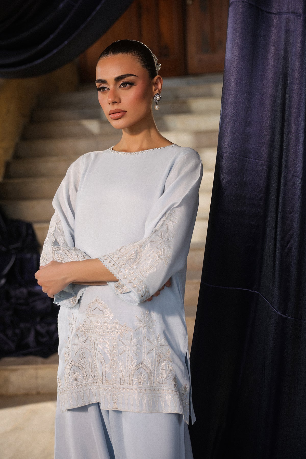 Sahar | Luxury Pret 25 | Misty Blue - Official Sahar stockist in UK - Sakeena London