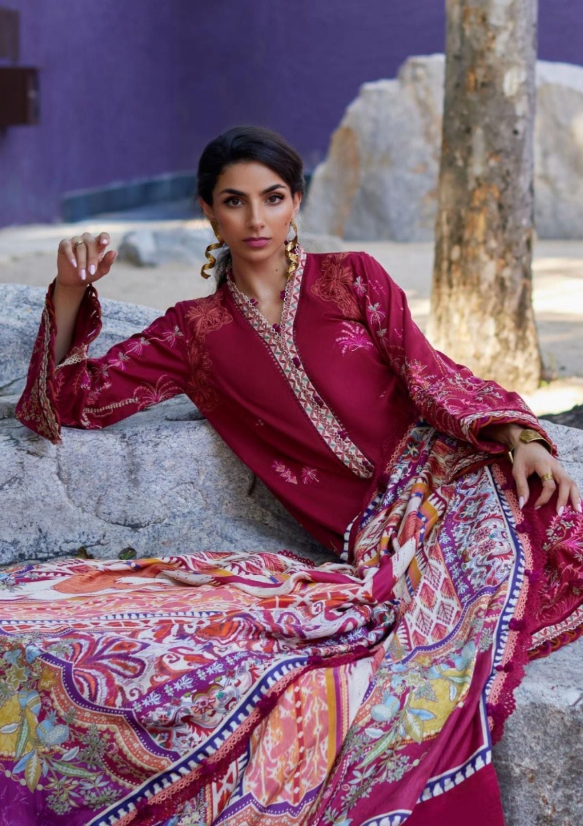 Lawn Collection - Farah Talib Aziz - Suay - Luxury Unstitched '24 - Enzo Red - FTA#02