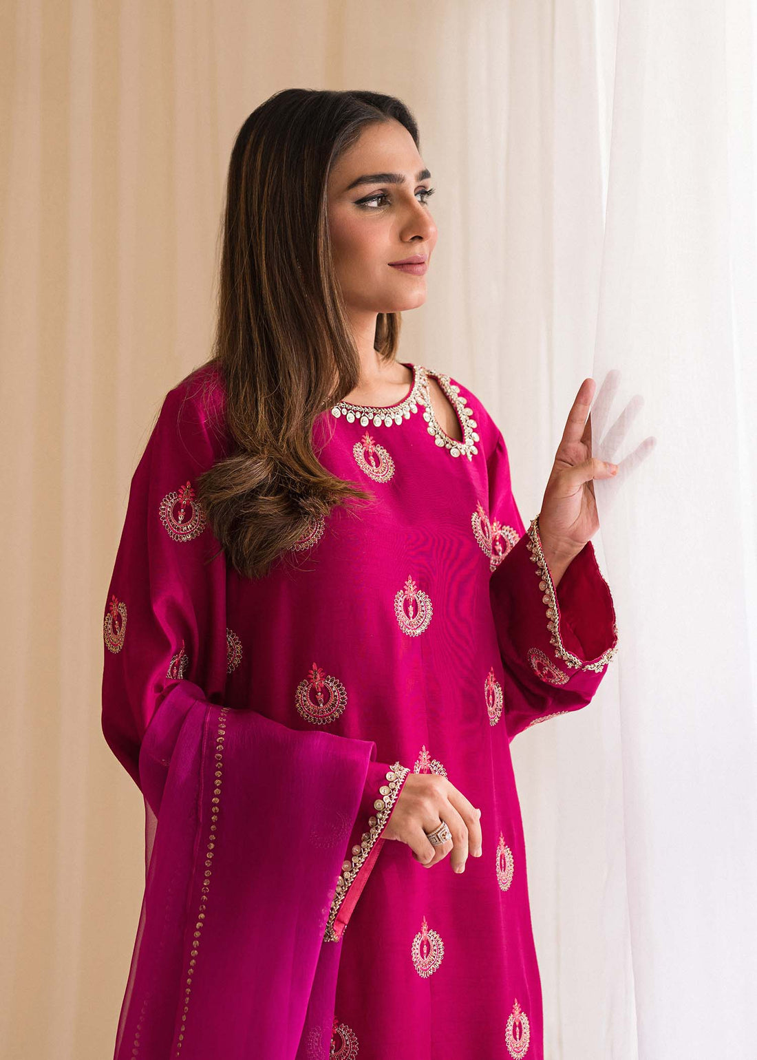 Sadaf Fawad Khan | Lyla Festive Pret | Punchy Pink - Official Sadaf Fawad Khan stockist in UK - Sakeena London