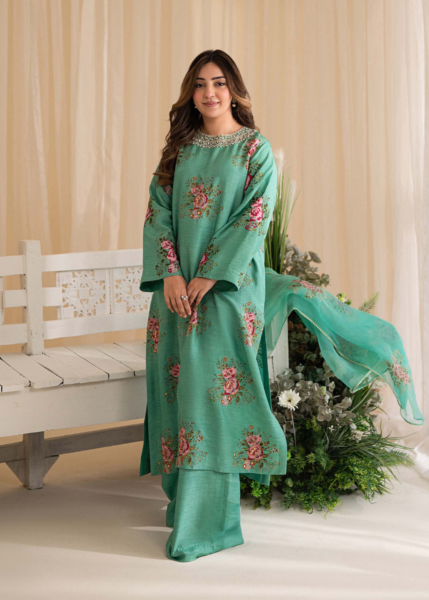 Sadaf Fawad Khan | Lyla Festive Pret | Dorothy Turquoise - Official Sadaf Fawad Khan stockist in UK - Sakeena London