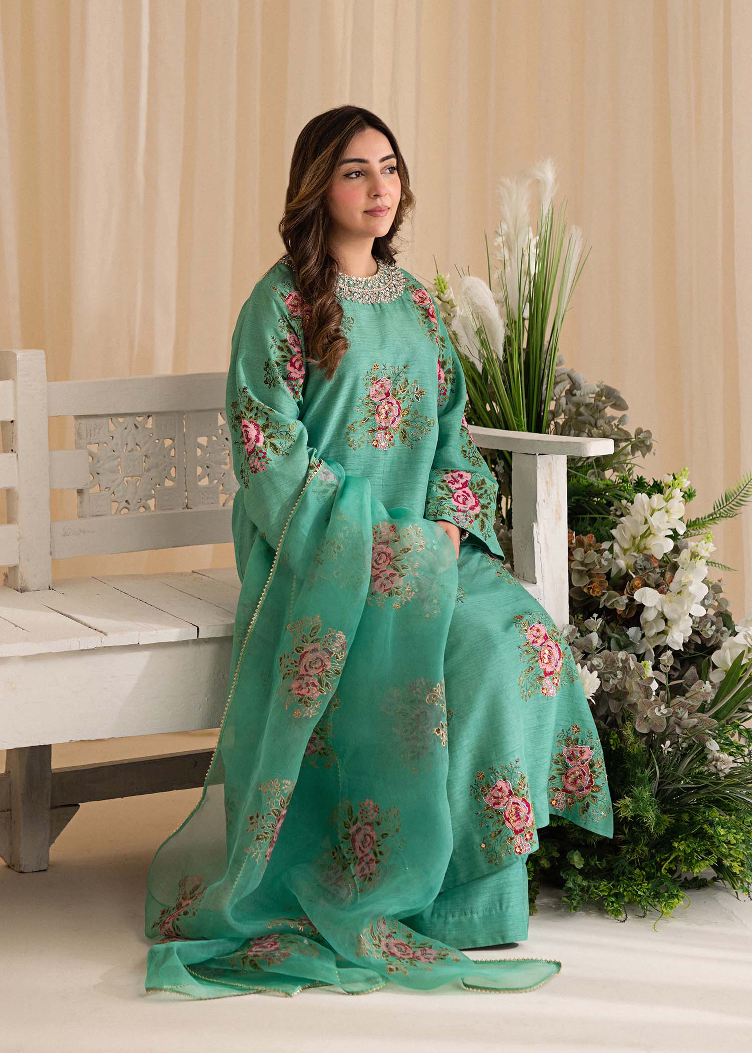 Sadaf Fawad Khan | Lyla Festive Pret | Dorothy Turquoise - Official Sadaf Fawad Khan stockist in UK - Sakeena London