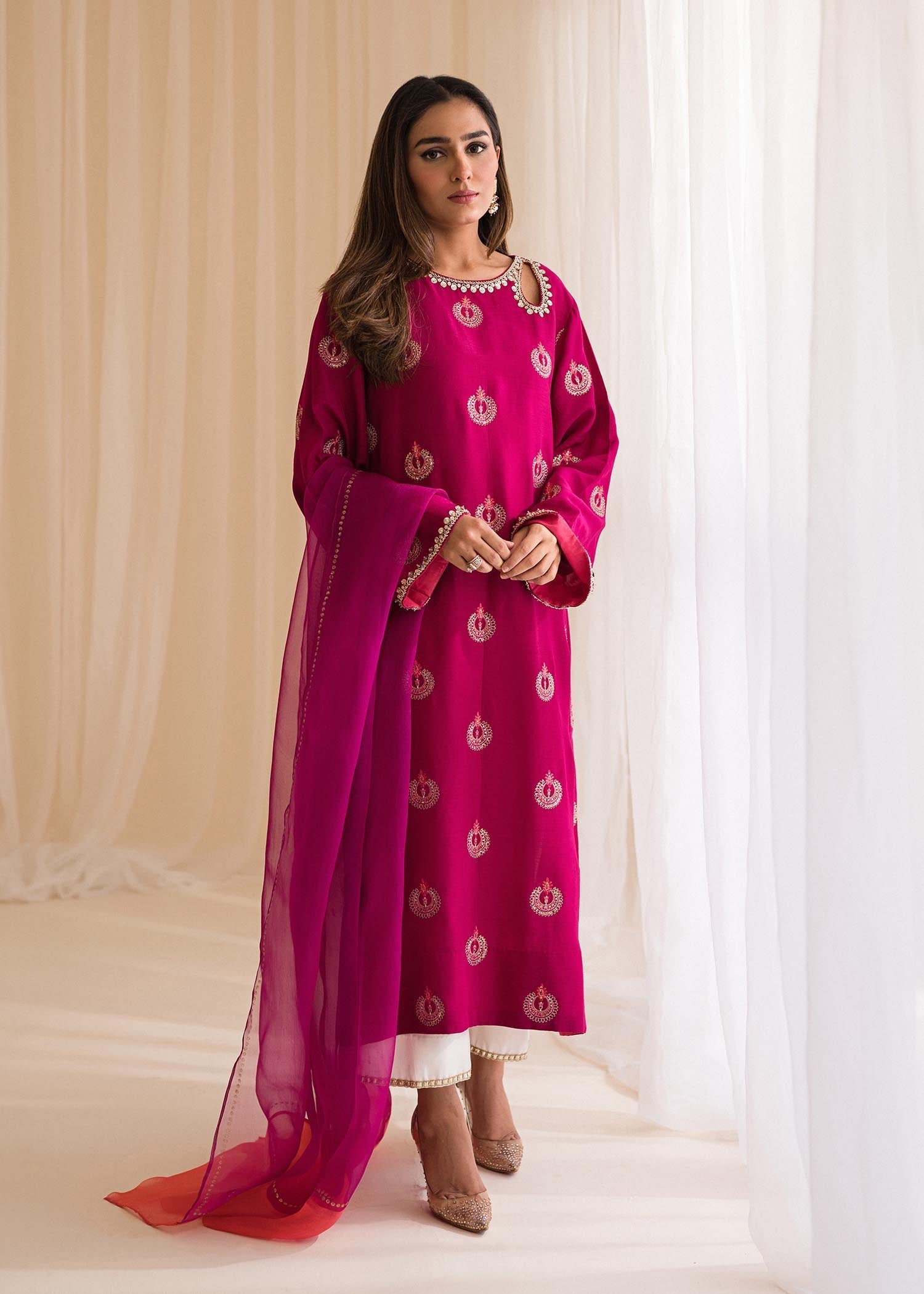 Sadaf Fawad Khan | Lyla Festive Pret | Punchy Pink - Official Sadaf Fawad Khan stockist in UK - Sakeena London