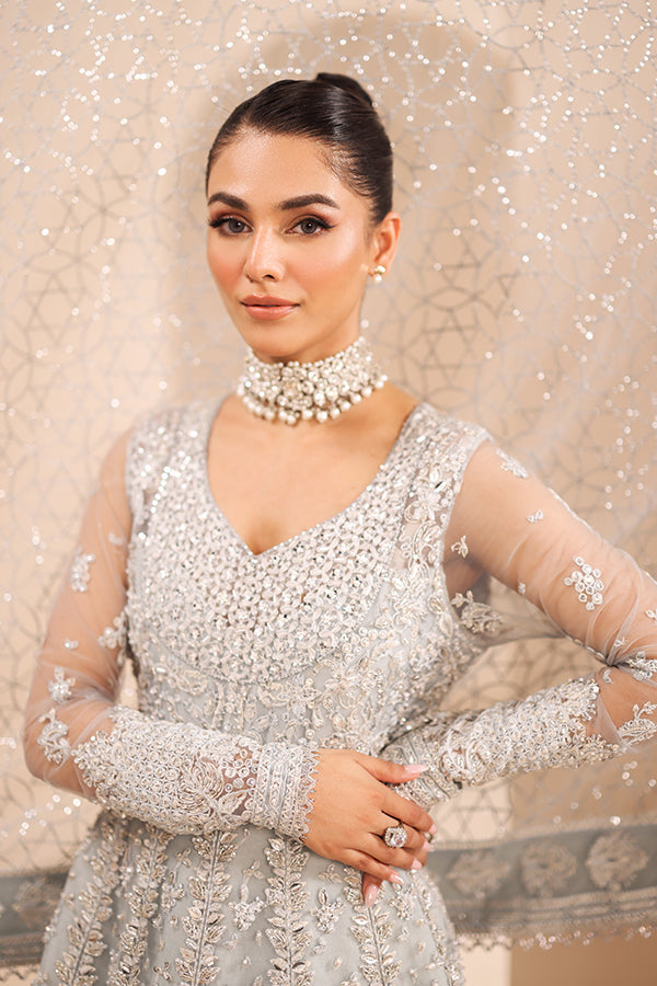 Saffron | Edel Formals Collection 24 | 04 Silver Whisper - Official Saffron stockist in UK - Sakeena London