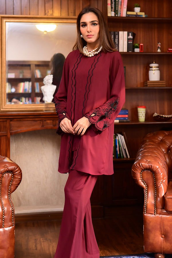Sana Abbas | La Fiesta | Burgundy - Official Sana Abbas stockist in UK - Sakeena London