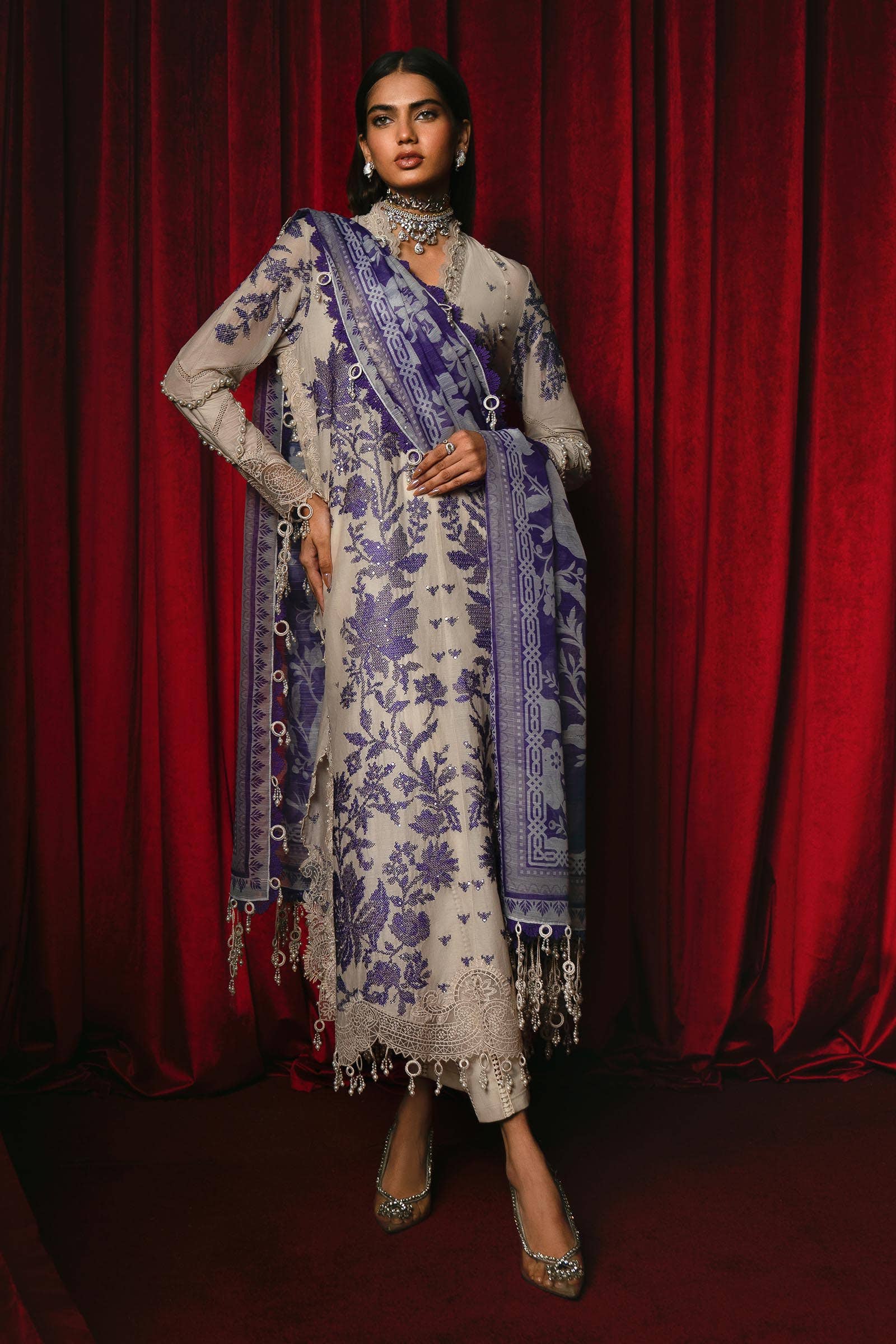 Sana Safinaz | Luxury Collection 24 | L241-008B-3CV - Official Sana Safinaz stockist in UK - Sakeena London