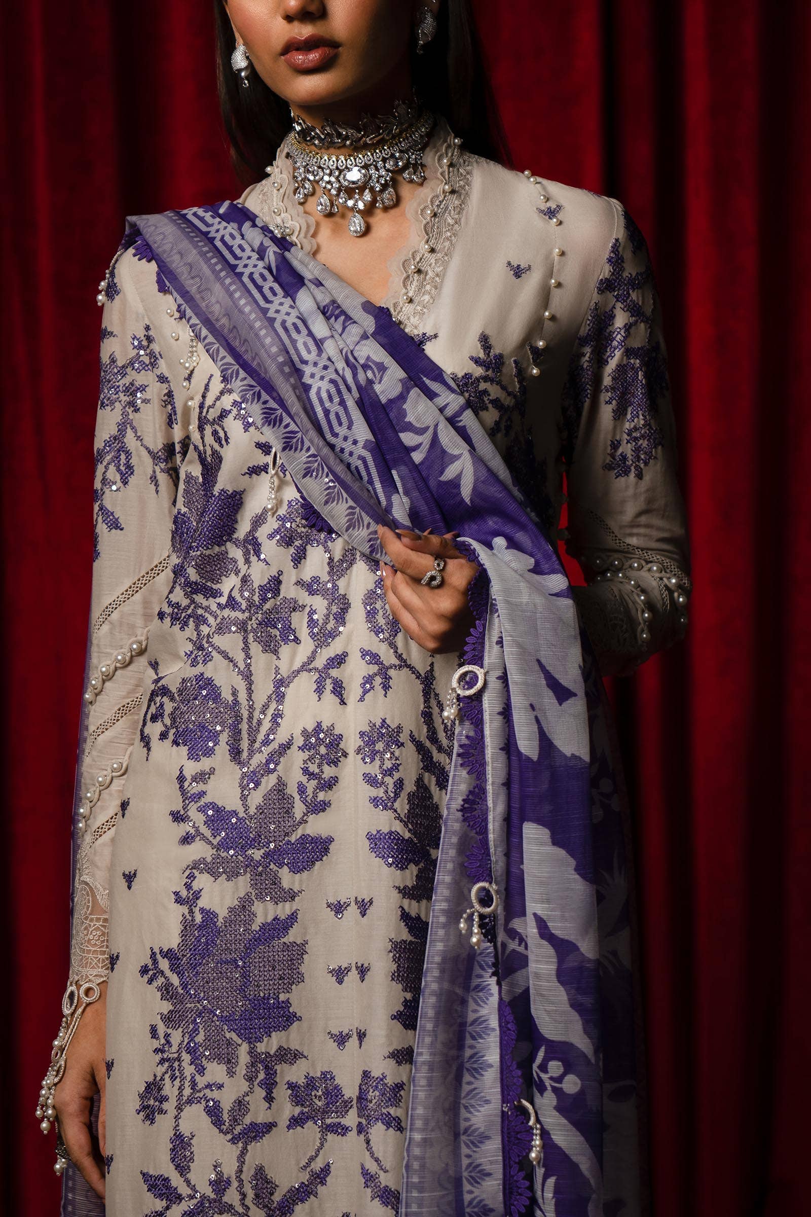 Sana Safinaz | Luxury Collection 24 | L241-008B-3CV - Official Sana Safinaz stockist in UK - Sakeena London