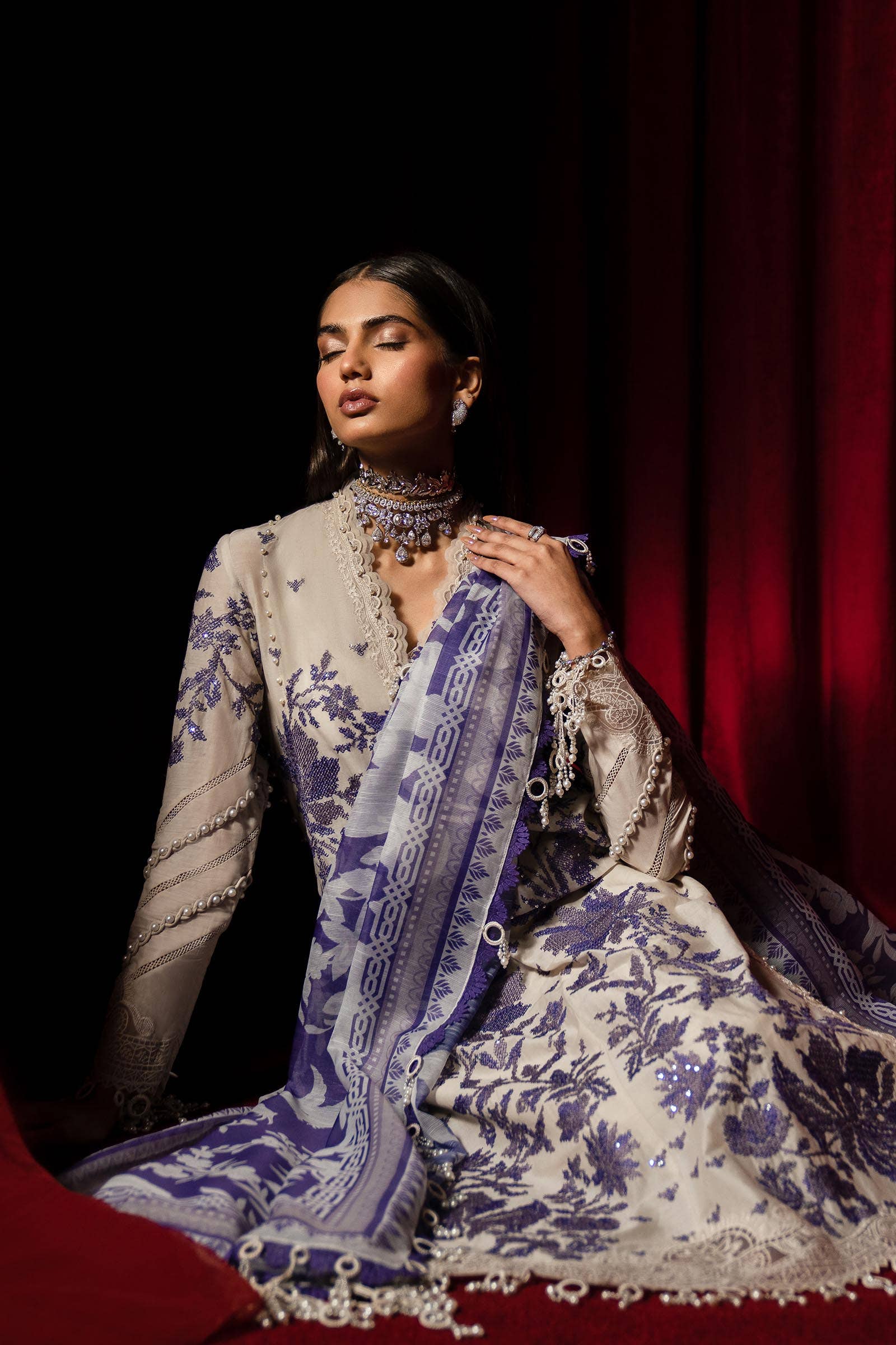Sana Safinaz | Luxury Collection 24 | L241-008B-3CV - Official Sana Safinaz stockist in UK - Sakeena London