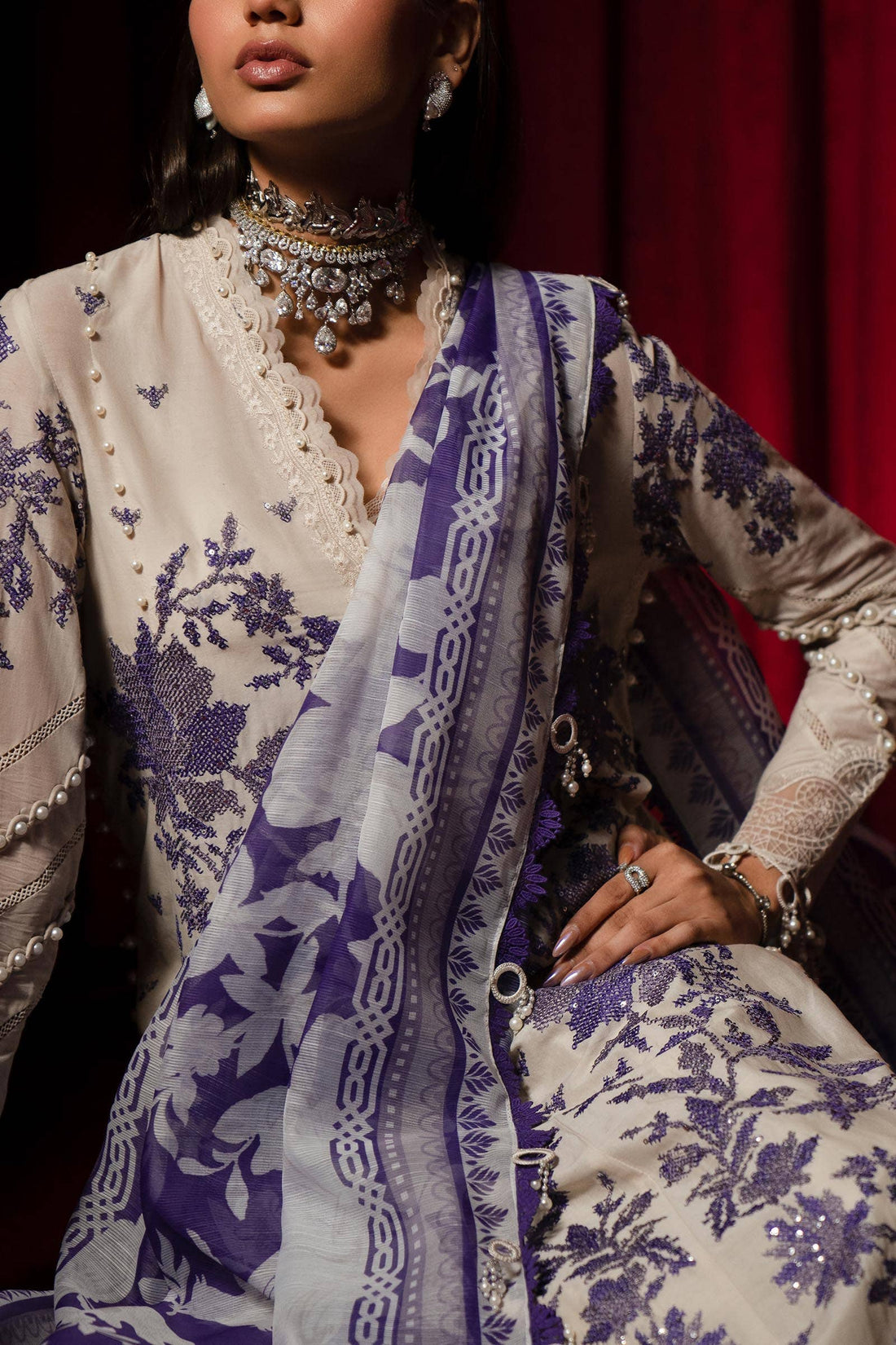 Sana Safinaz | Luxury Collection 24 | L241-008B-3CV - Official Sana Safinaz stockist in UK - Sakeena London