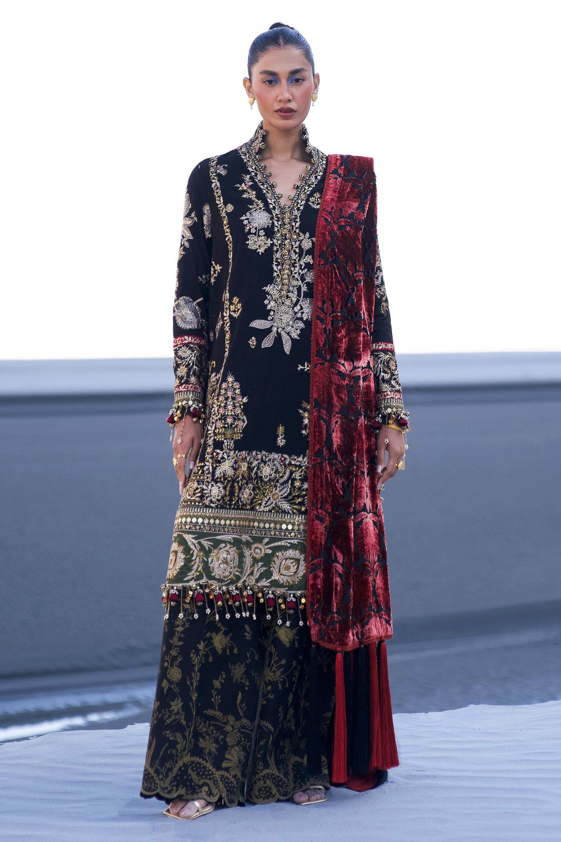 Sana Safinaz | Winter Shawl 24 | S241-001A-3CP - Official Sana Safinaz stockist in UK - Sakeena London