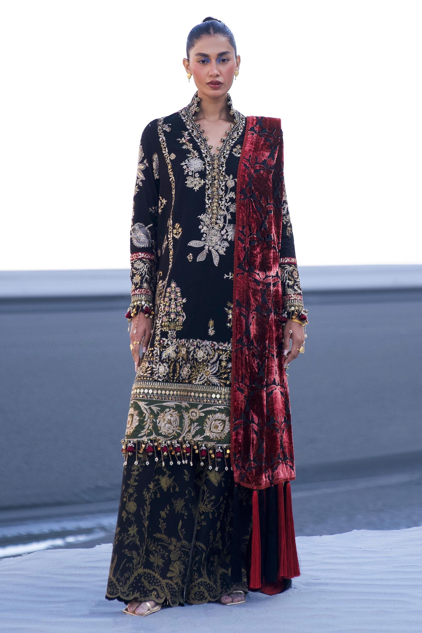 Sana Safinaz | Winter Shawl 24 | S241-001A-3CP - Official Sana Safinaz stockist in UK - Sakeena London