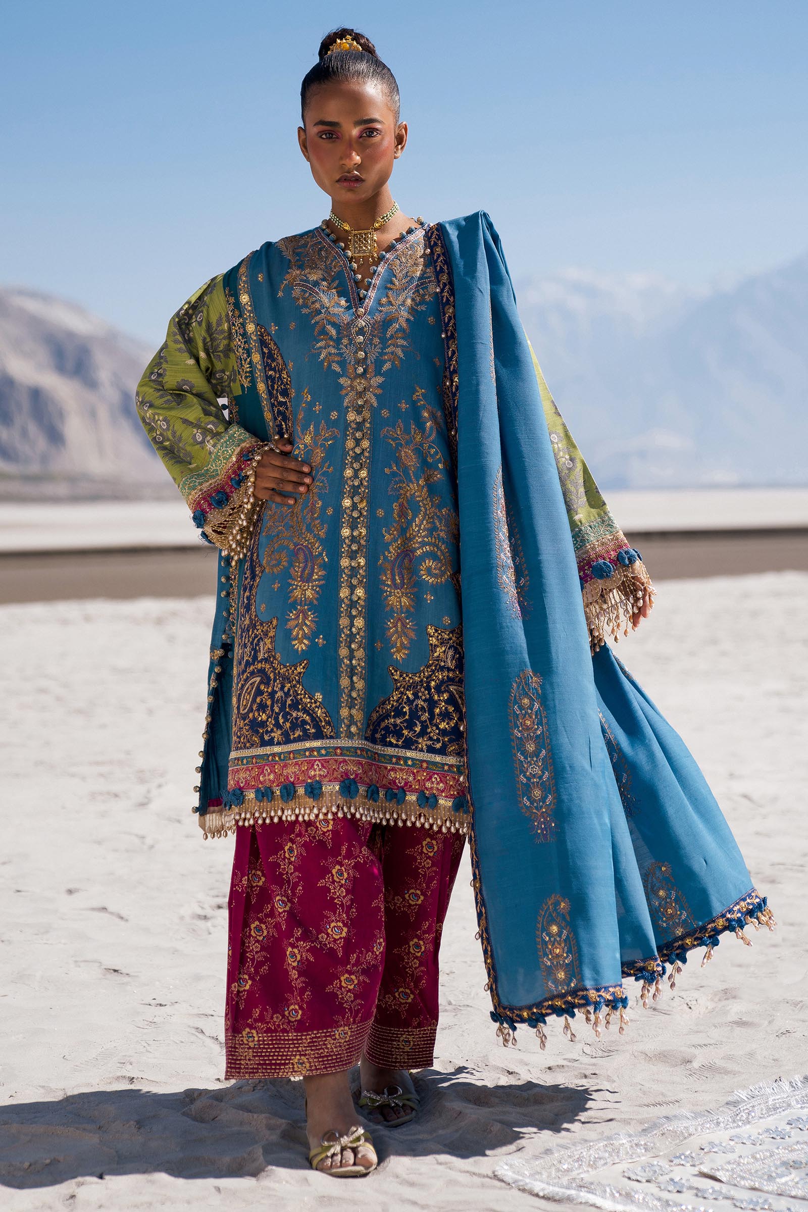 Sana Safinaz | Winter Shawl 24 | S241-002B-3CP - Official Sana Safinaz stockist in UK - Sakeena London
