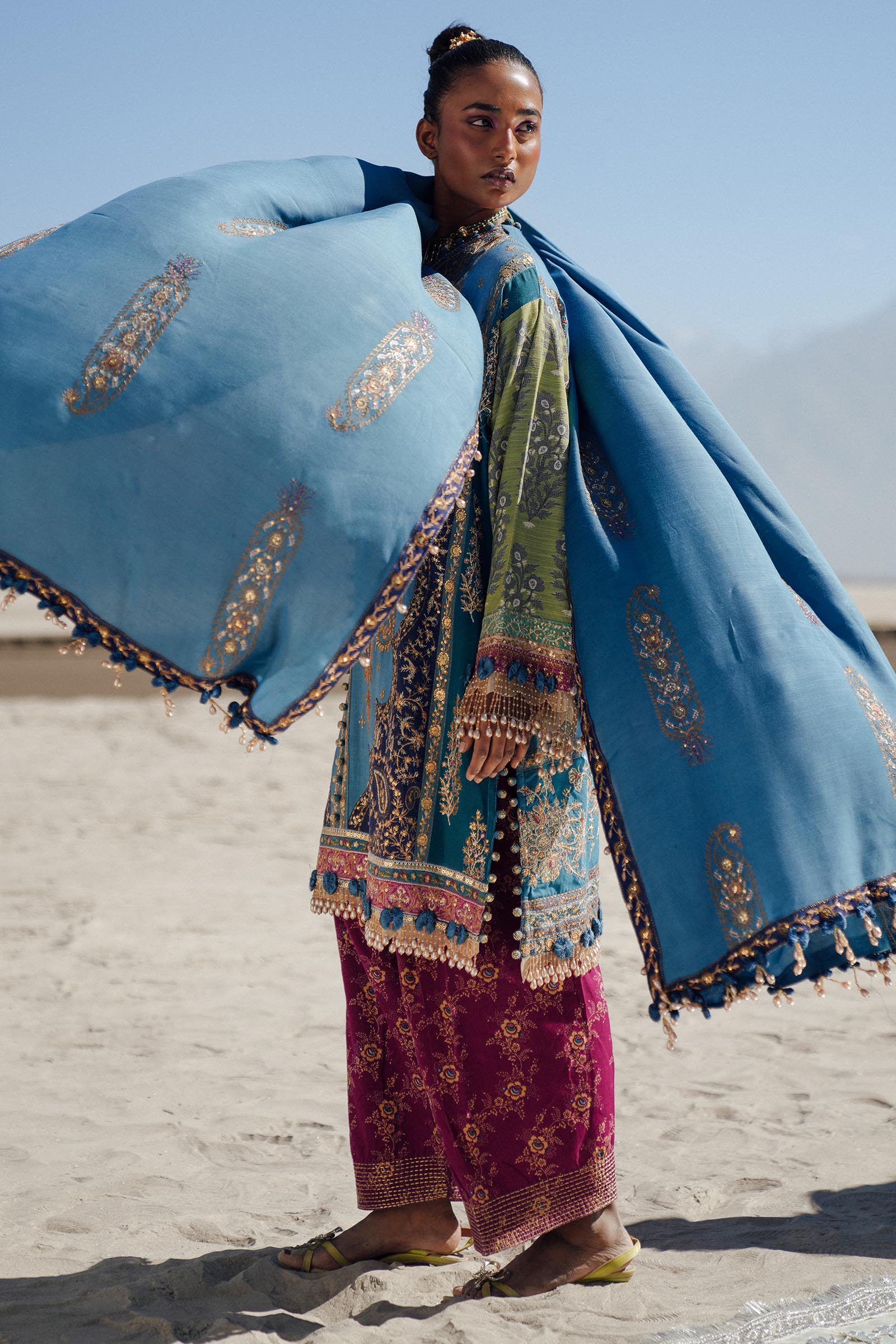 Sana Safinaz | Winter Shawl 24 | S241-002B-3CP - Official Sana Safinaz stockist in UK - Sakeena London